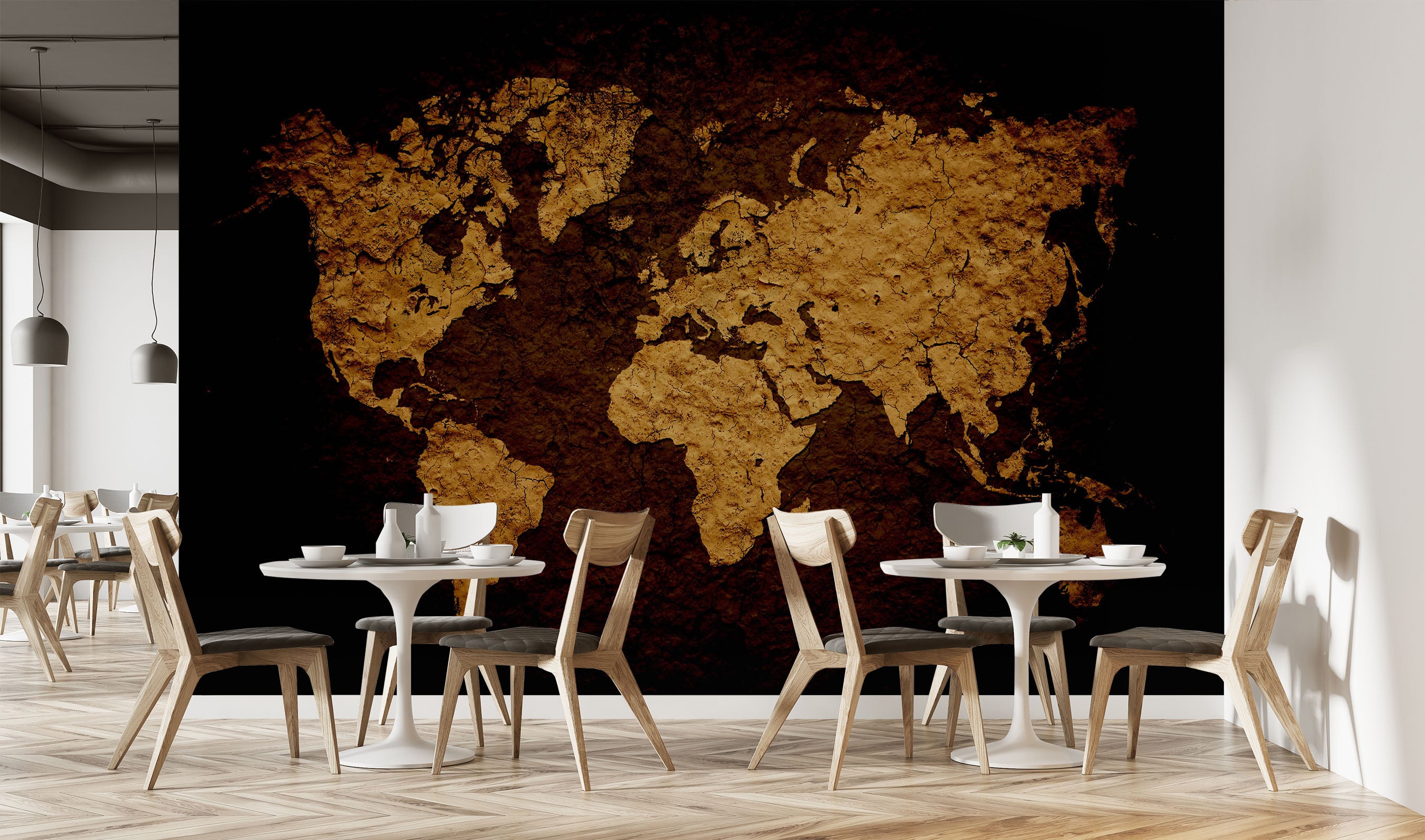 3D Gold Pattern 2047 World Map Wall Murals