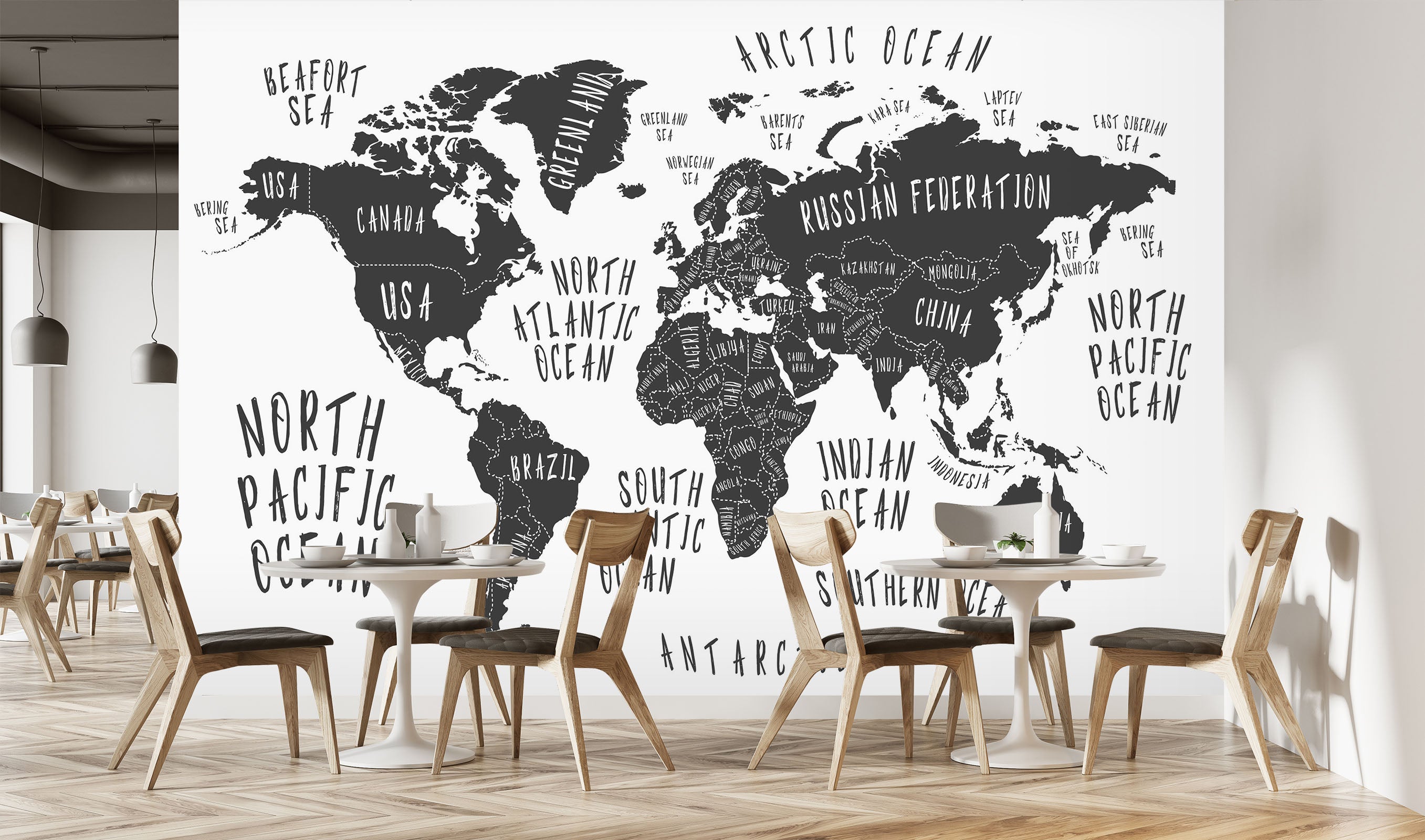 3D Black Pattern 2136 World Map Wall Murals