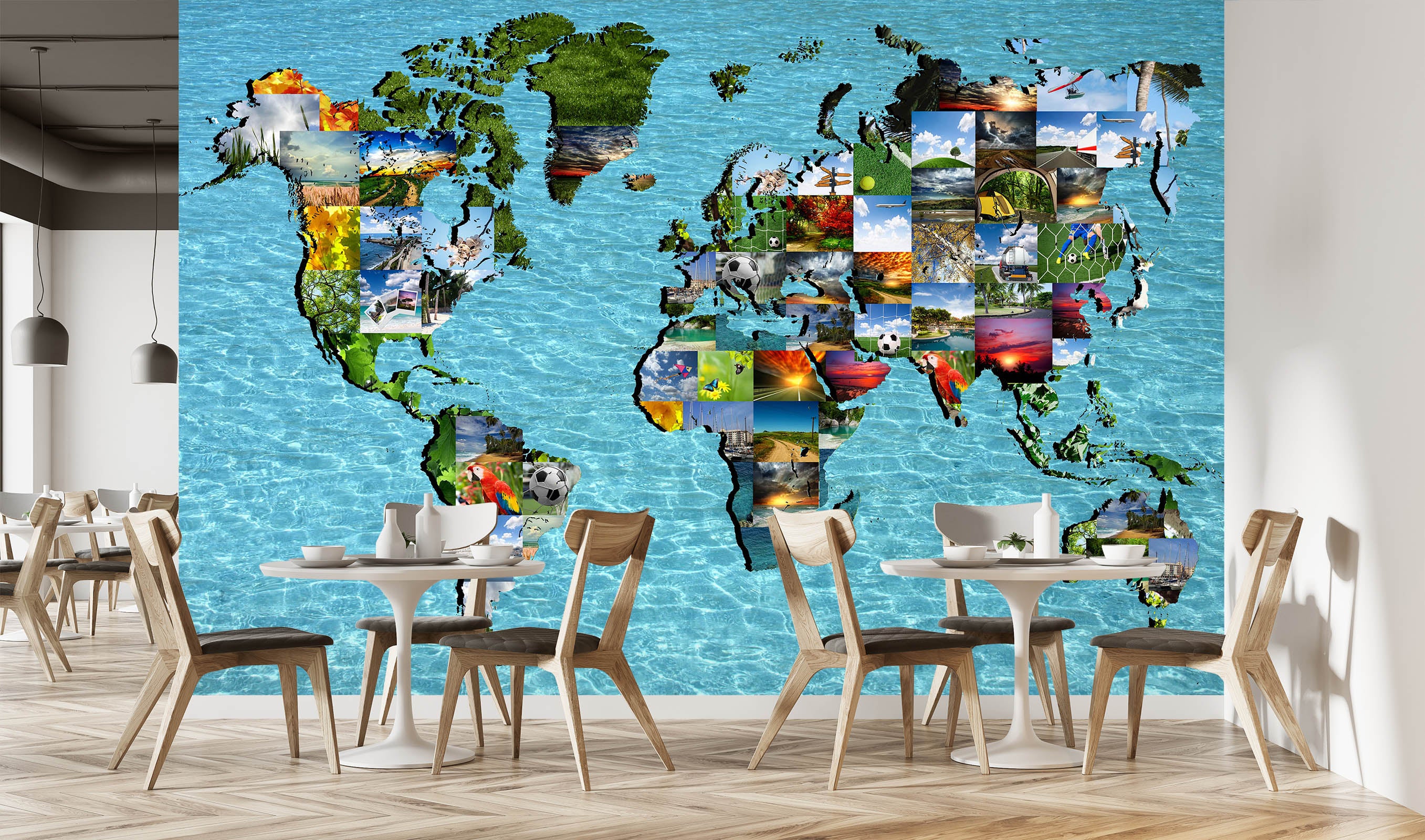 3D Oasis Building 2033 World Map Wall Murals