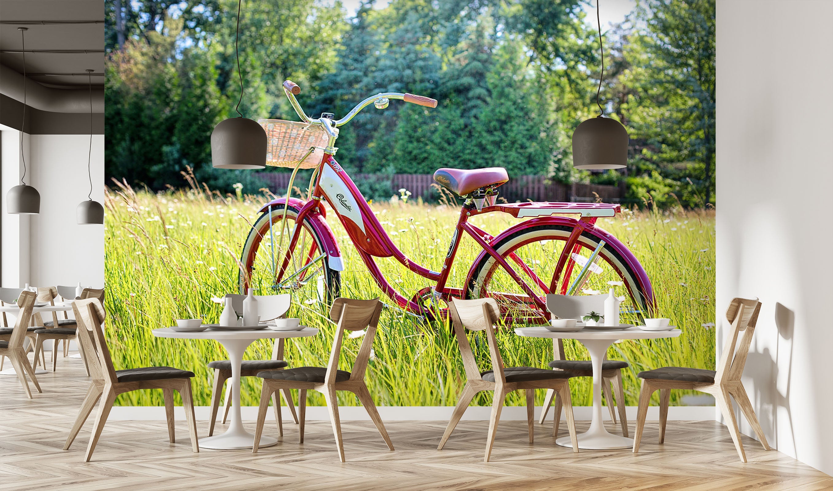 3D Green Grass Bicycle 055 Vehicle Wall Murals