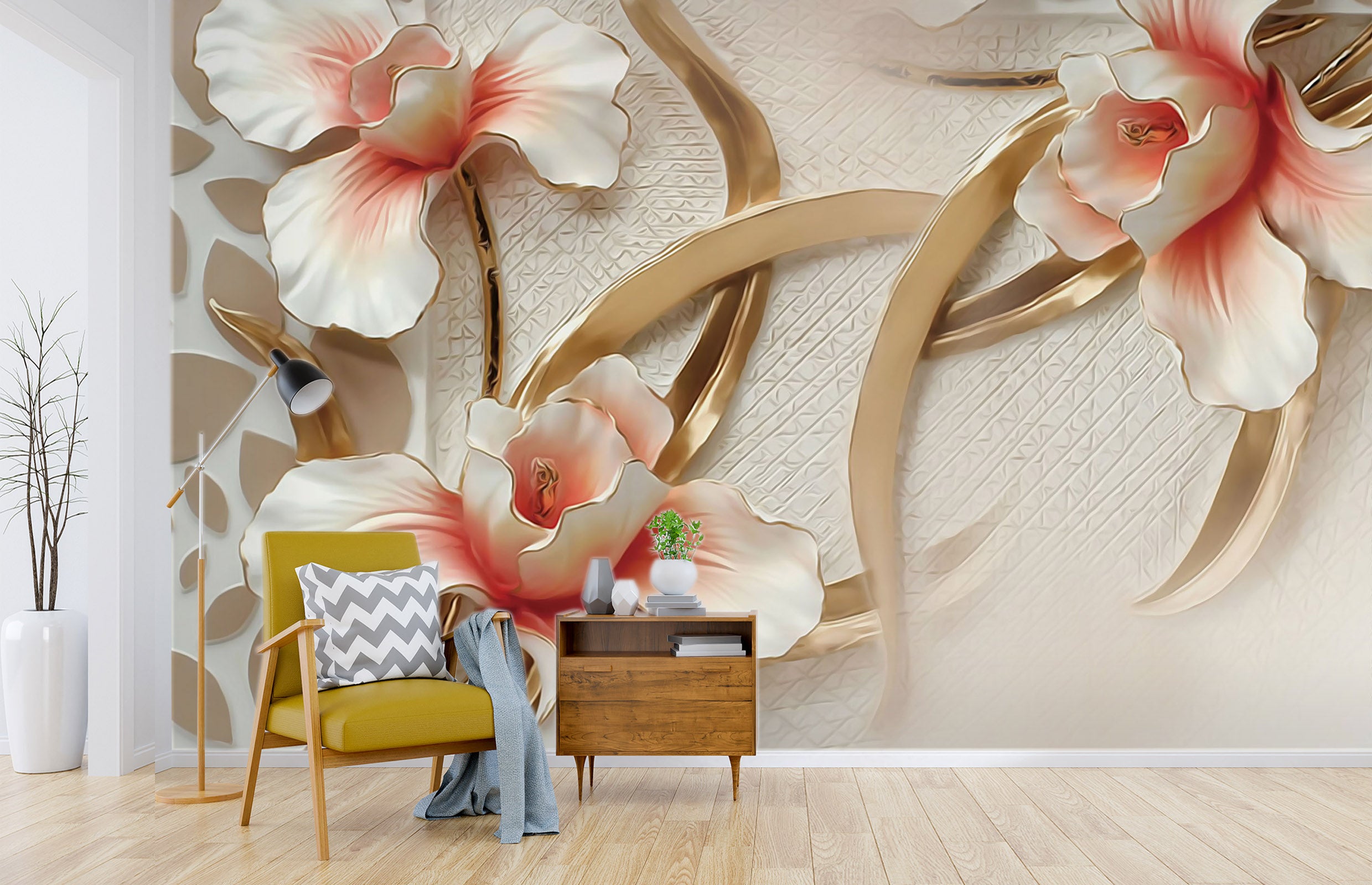 3D Embossed Flower 018 Wall Murals