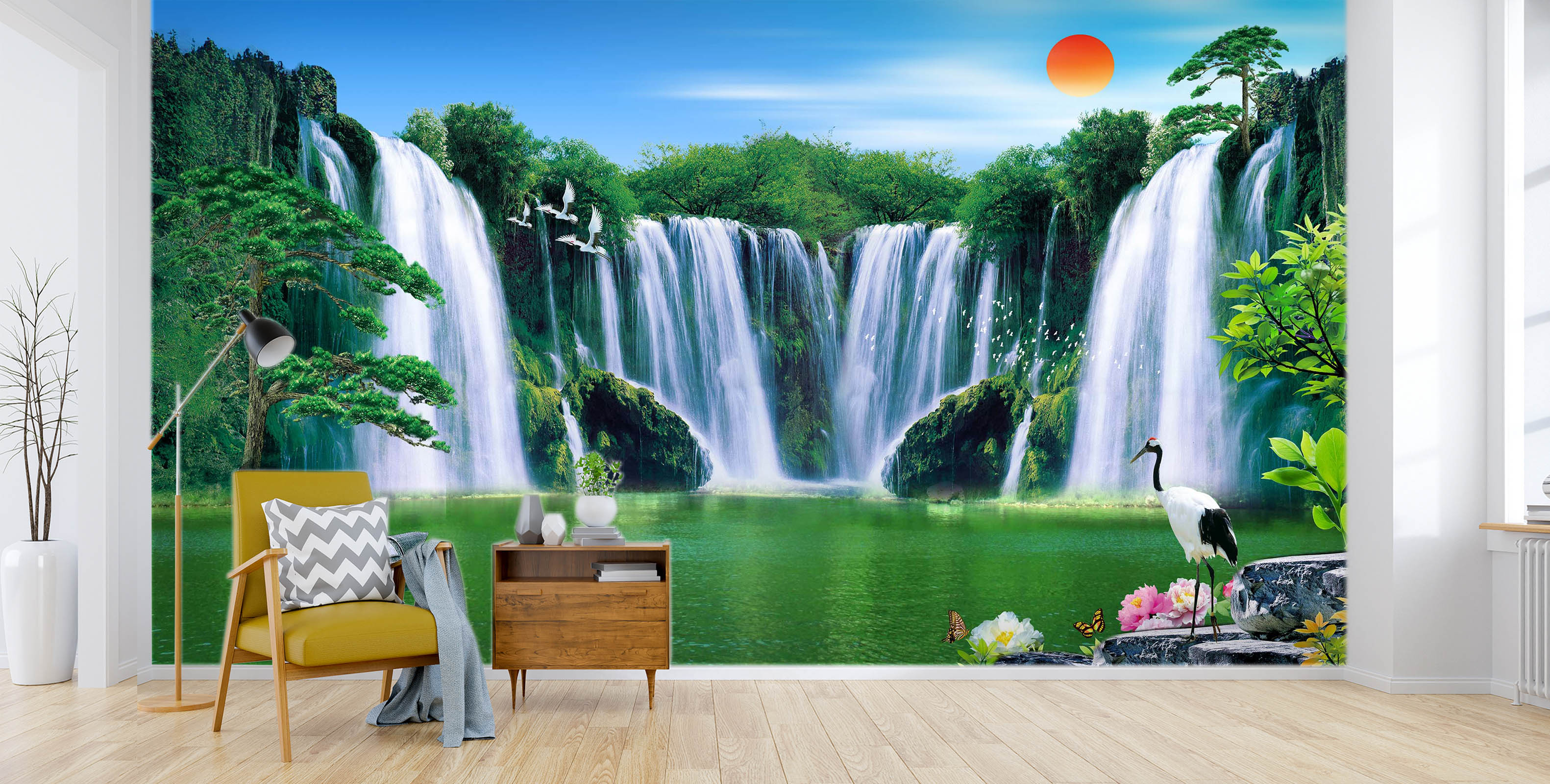 3D Landscape Waterfall 1503 Wall Murals