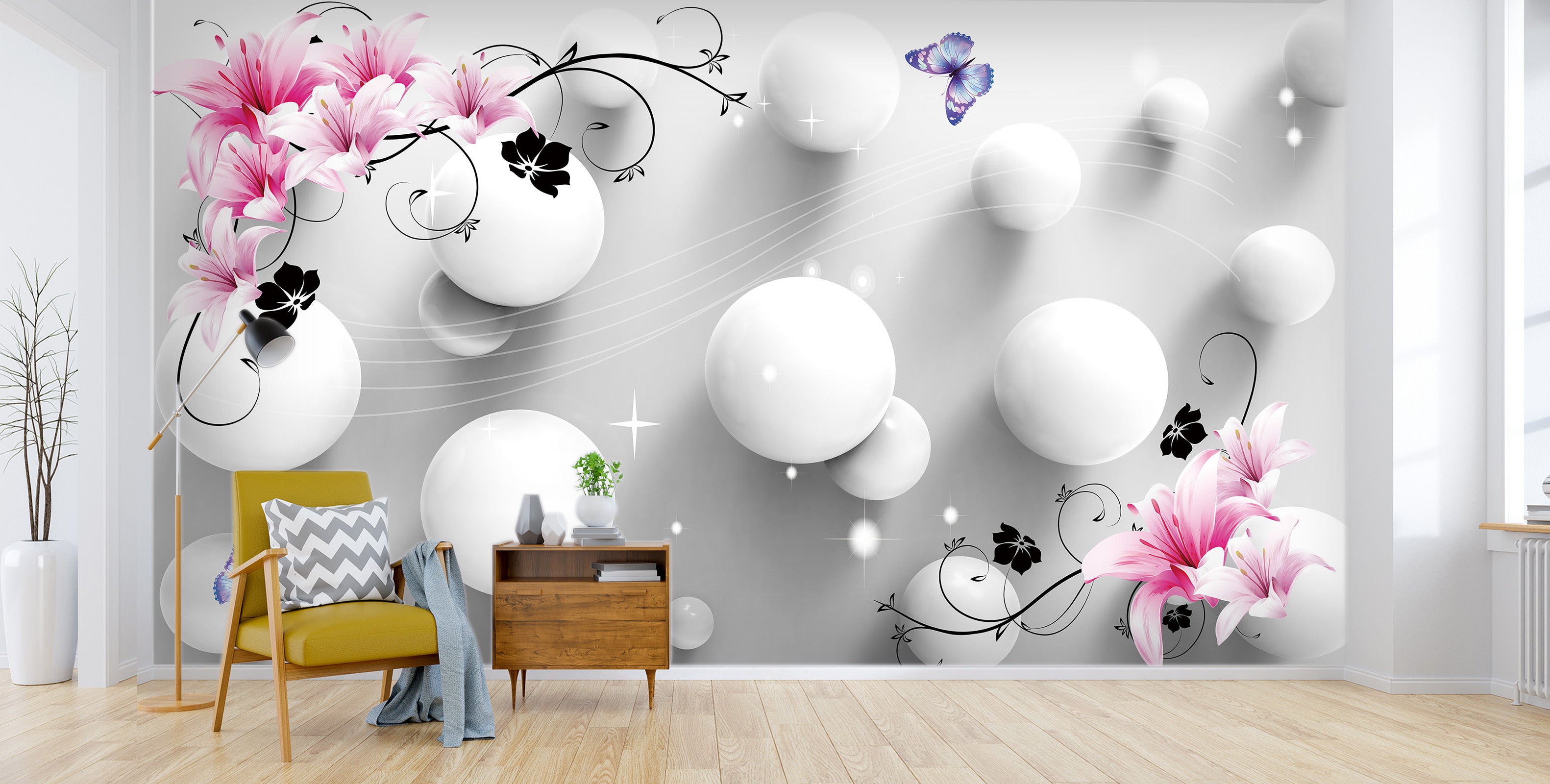 3D White Sphere 1412 Wall Murals