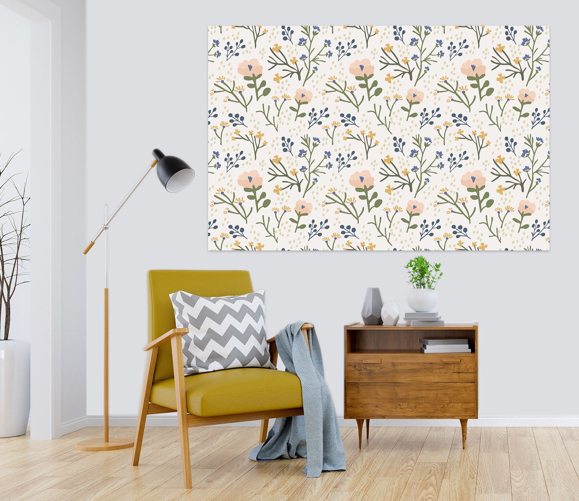 3D Flower Pattern 007 Jillian Helvey Wall Sticker
