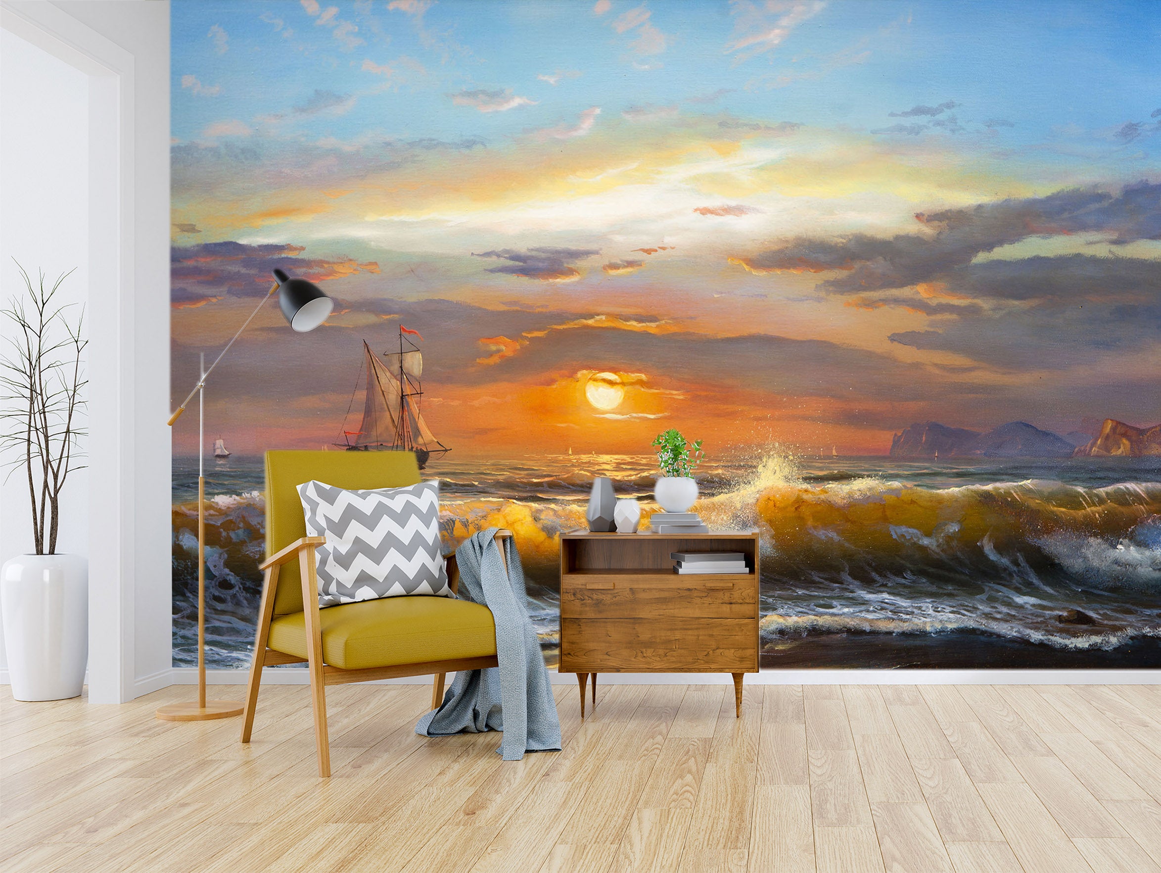 3D Clouds Sun Surf Sailing 57182 Wall Murals