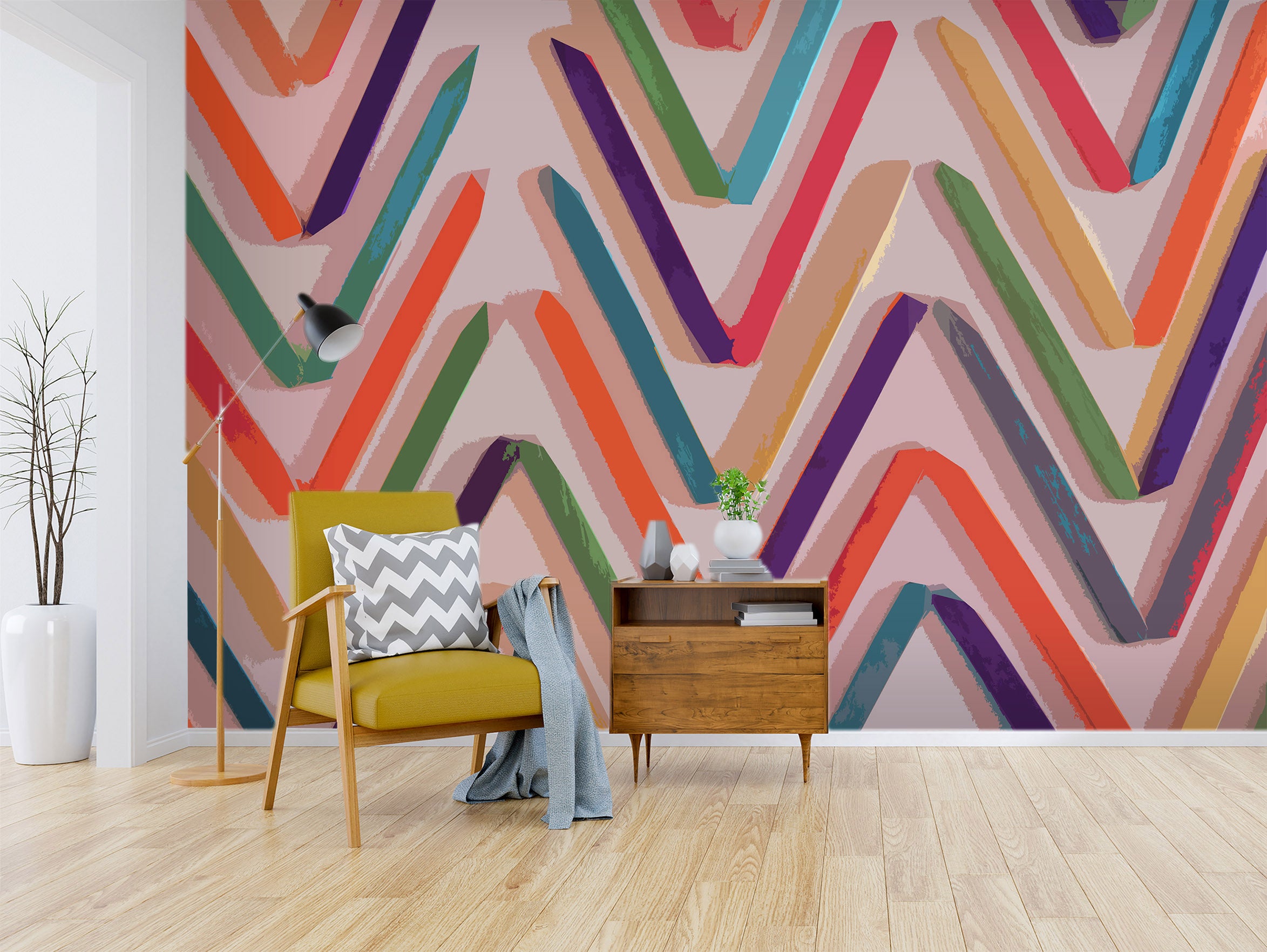 3D Colored Wavy Lines 71091 Shandra Smith Wall Mural Wall Murals