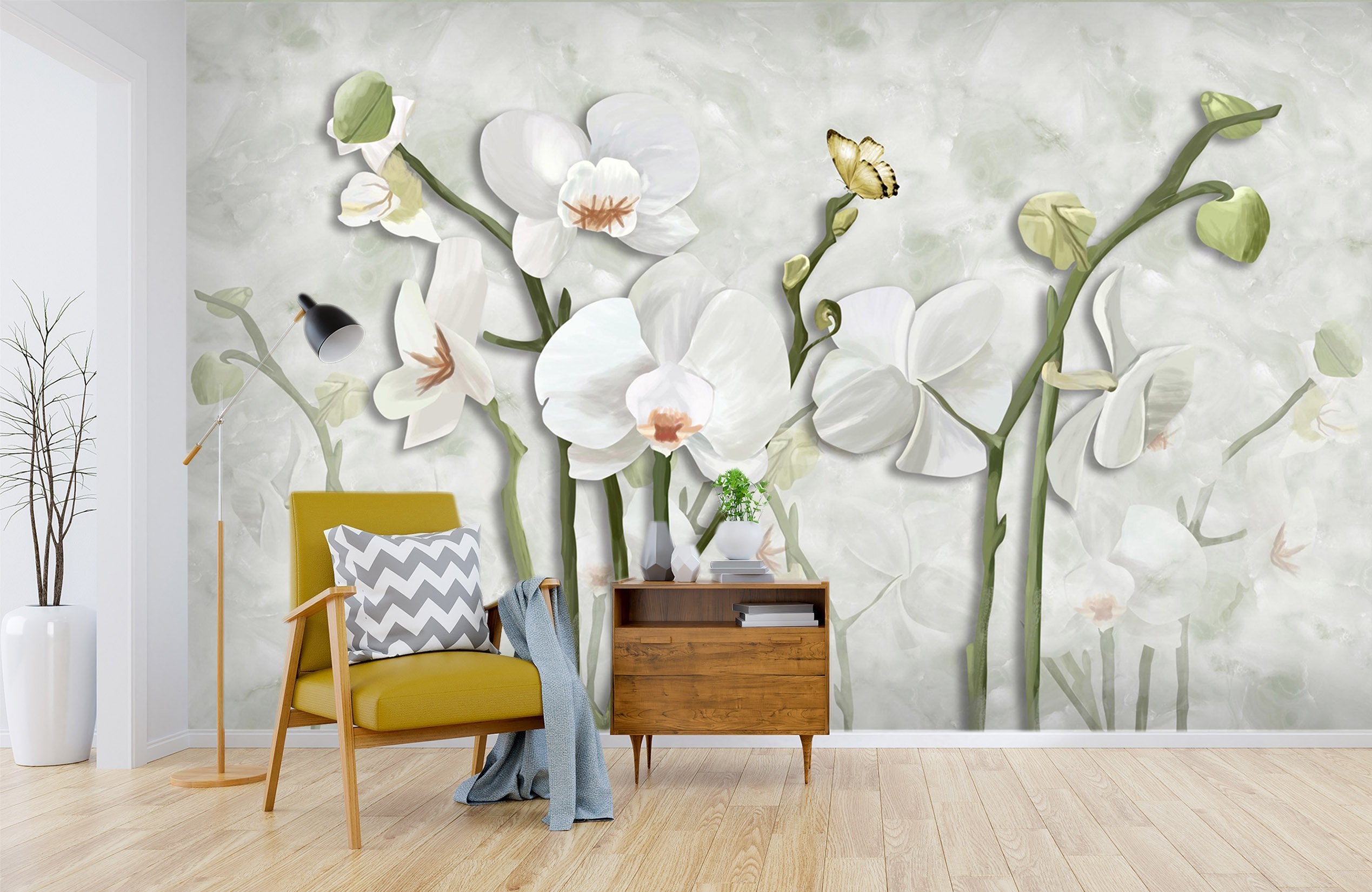 3D Blooming Flower Butterfly 527 Wallpaper AJ Wallpaper 2 