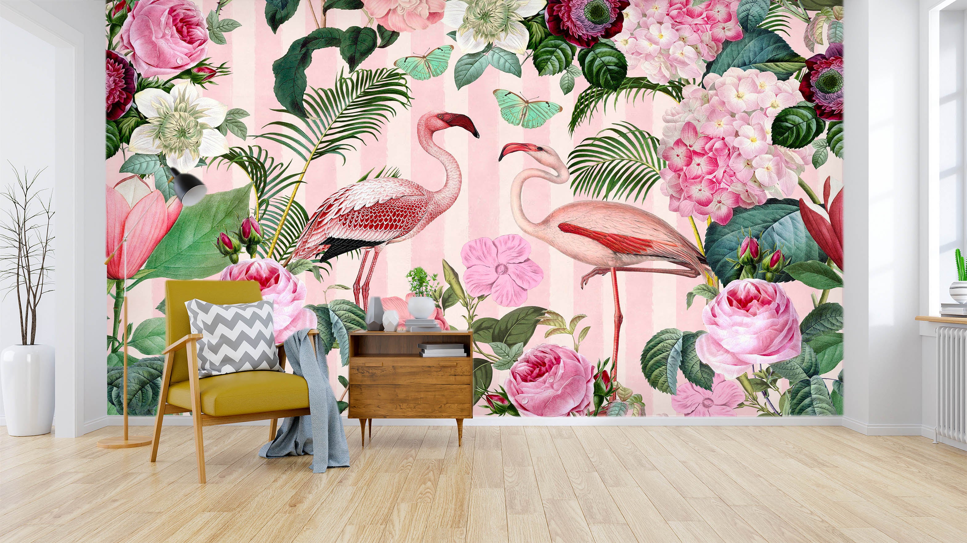 3D Flamingo Forest 1409 Andrea haase Wall Mural Wall Murals