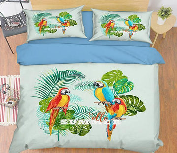 3D Parrot Plant 012 Bed Pillowcases Quilt Wallpaper AJ Wallpaper 