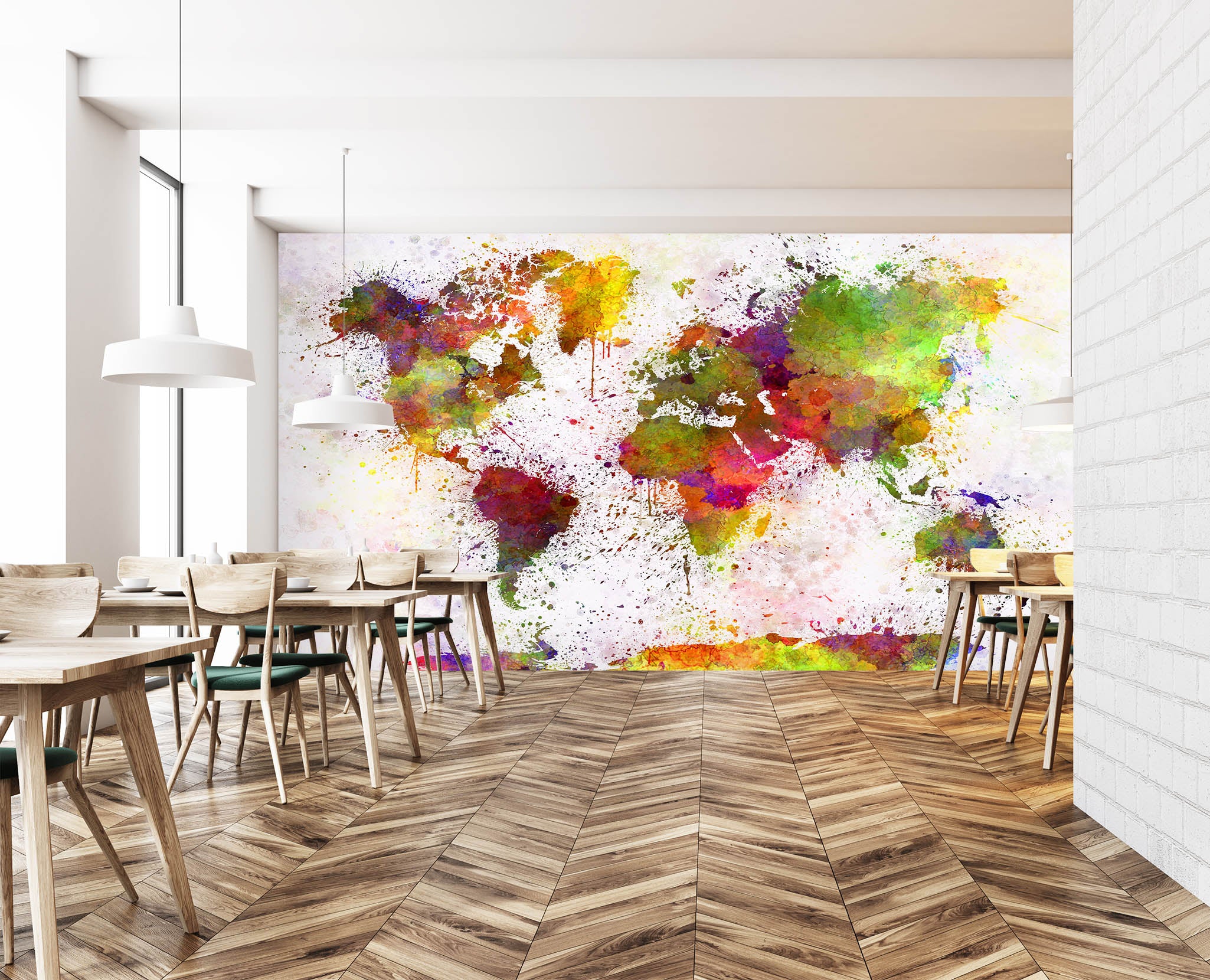 3D Color Splash 2053 World Map Wall Murals
