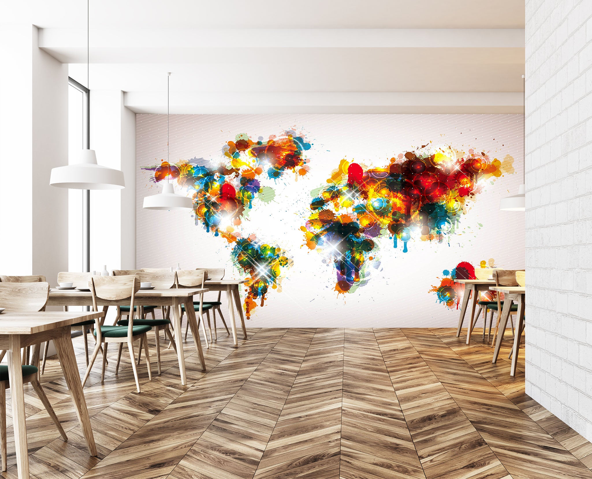 3D Color Graffiti 2038 World Map Wall Murals