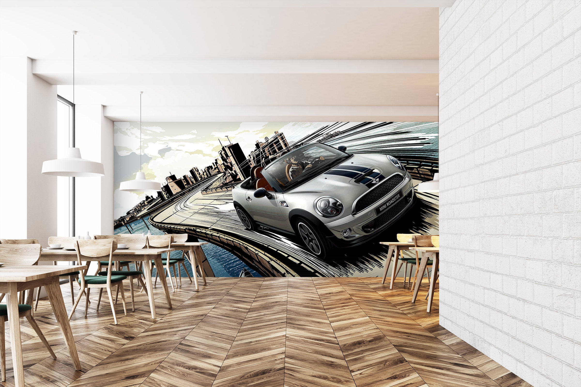 3D Road Sports Car 018 Vehicle Wall Murals