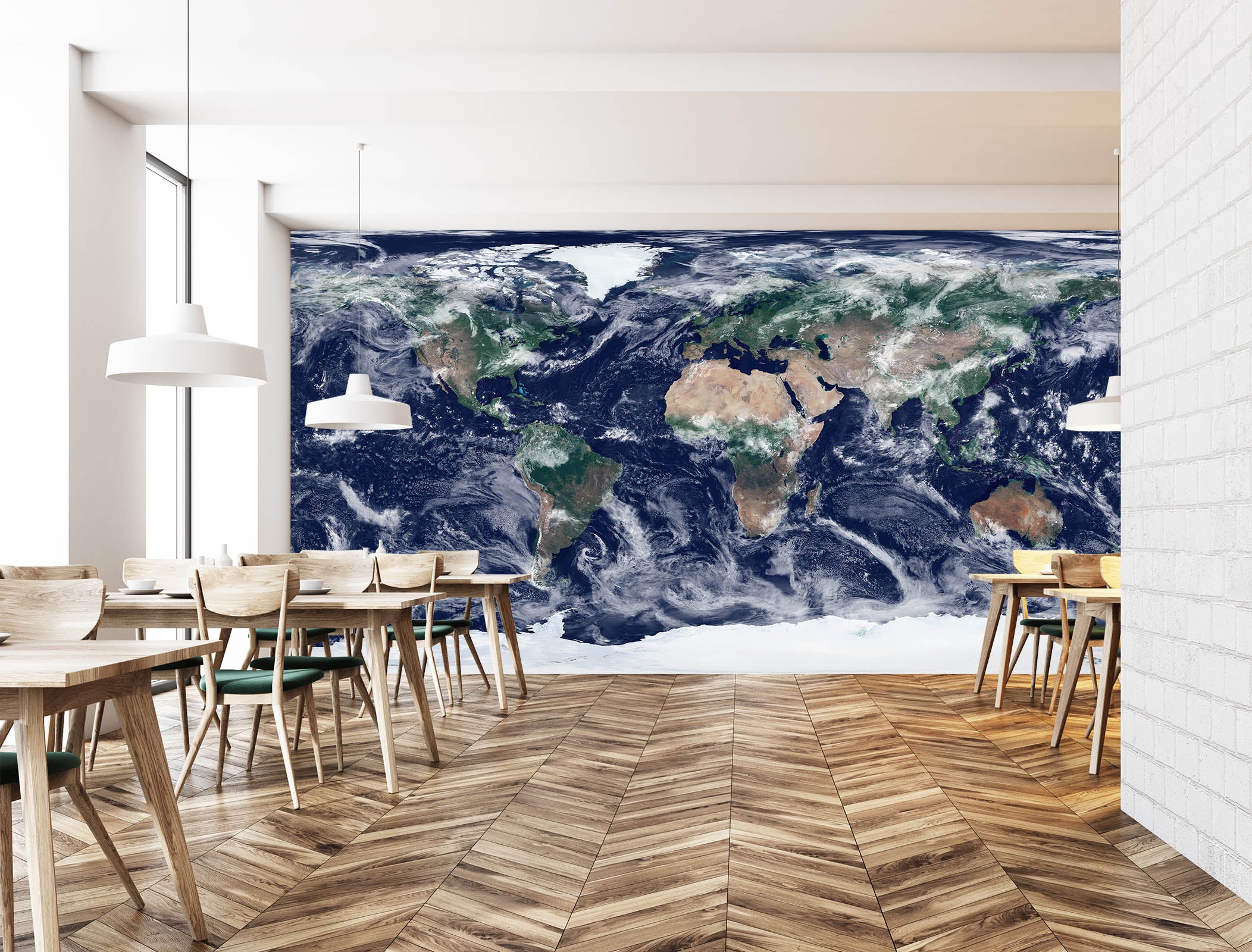 3D Raging Waves 2124 World Map Wall Murals