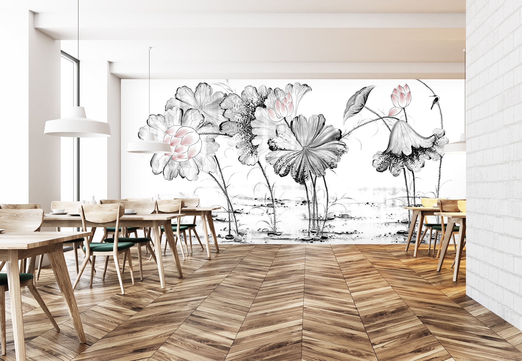 3D Sketch Lotus 1587 Wall Murals