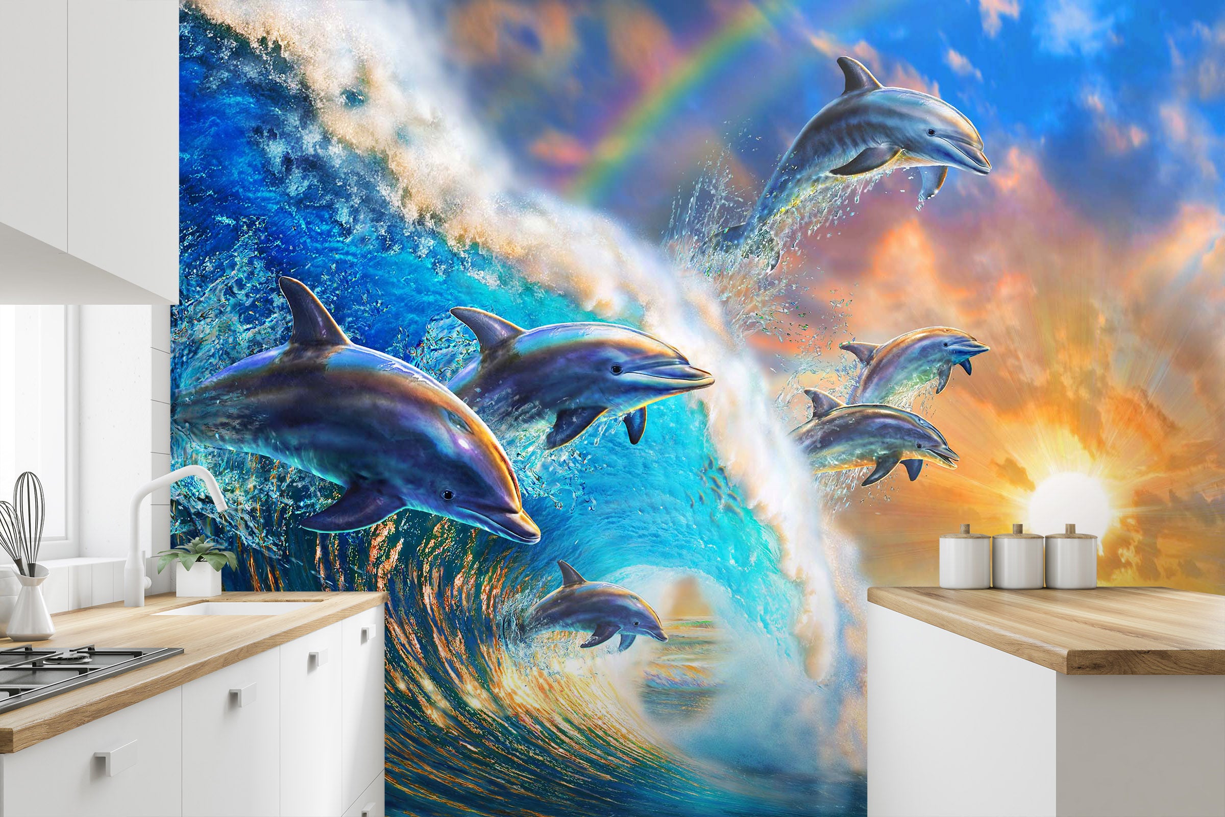 3D Dolphin Wave 1416 Adrian Chesterman Wall Mural Wall Murals