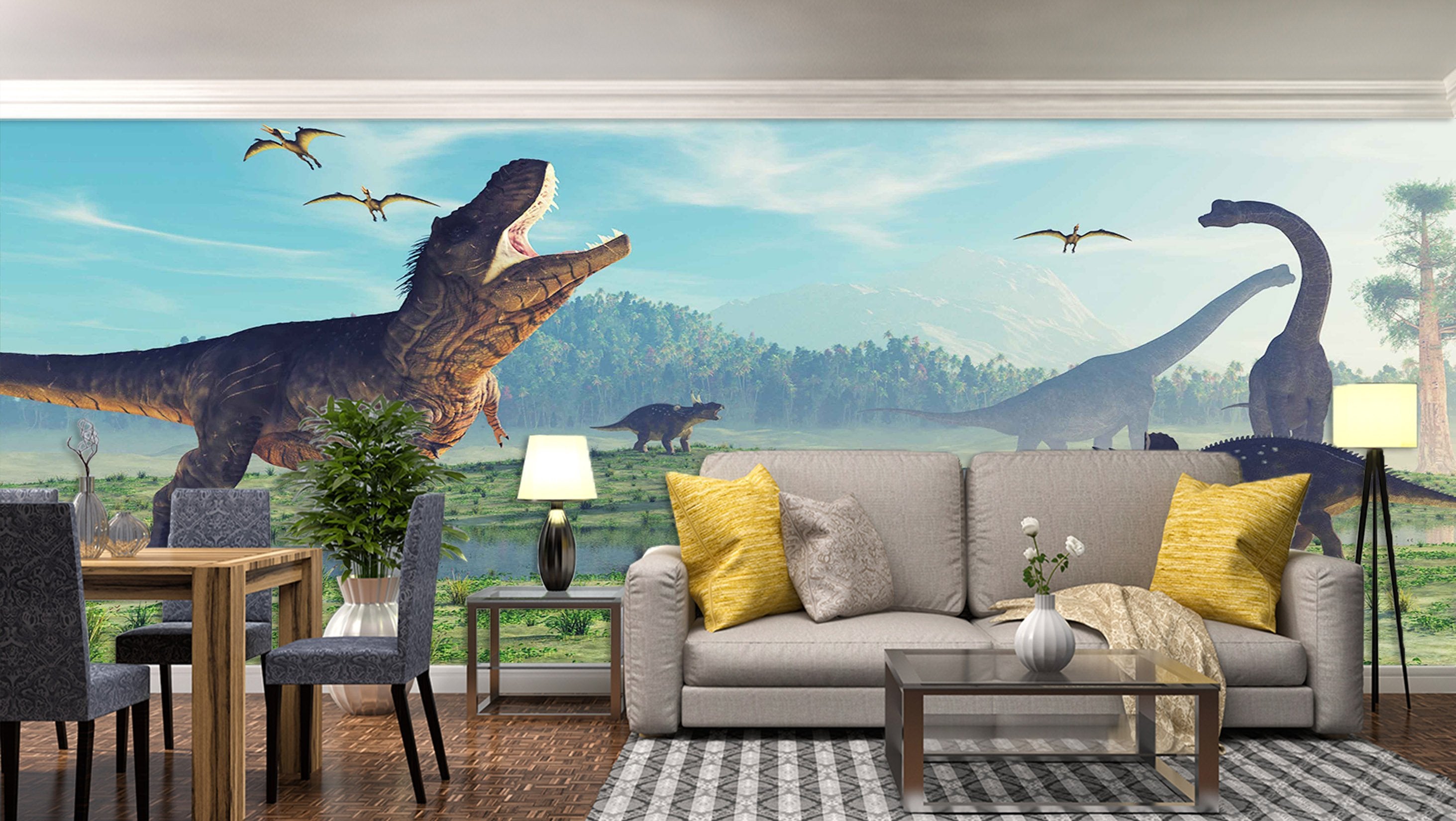 3D Dinosaur Lake Water 210 Wallpaper AJ Wallpaper 