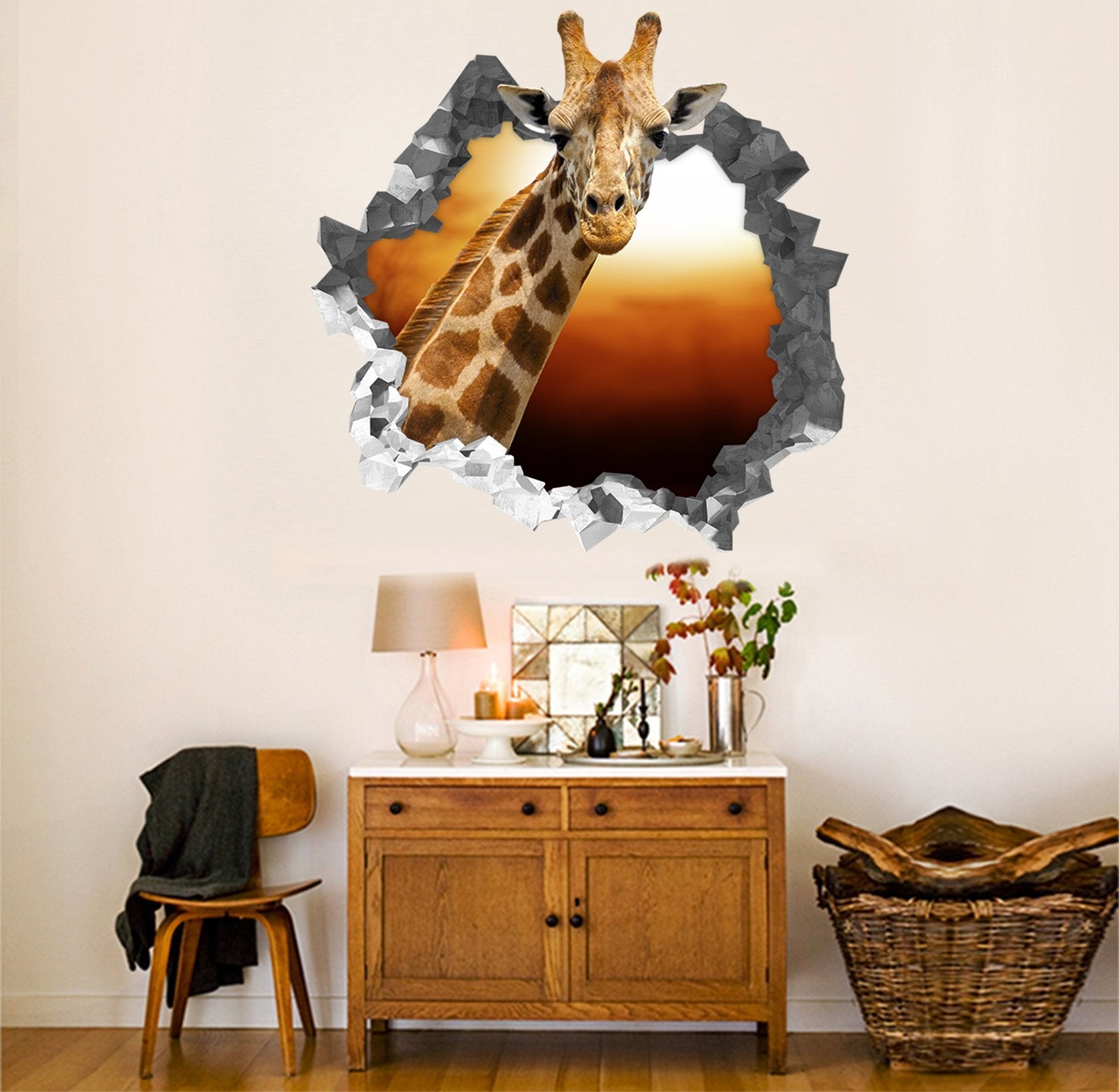 3D Innocent Giraffe 189 Broken Wall Murals Wallpaper AJ Wallpaper 