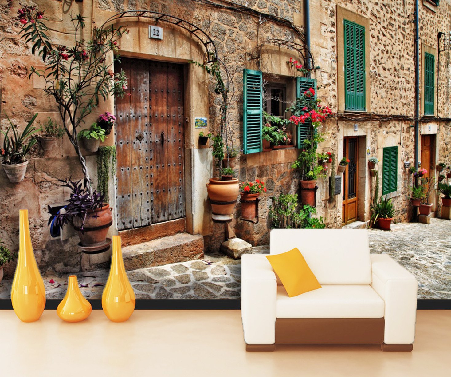 3D Town Street Door 626 Wallpaper AJ Wallpaper 