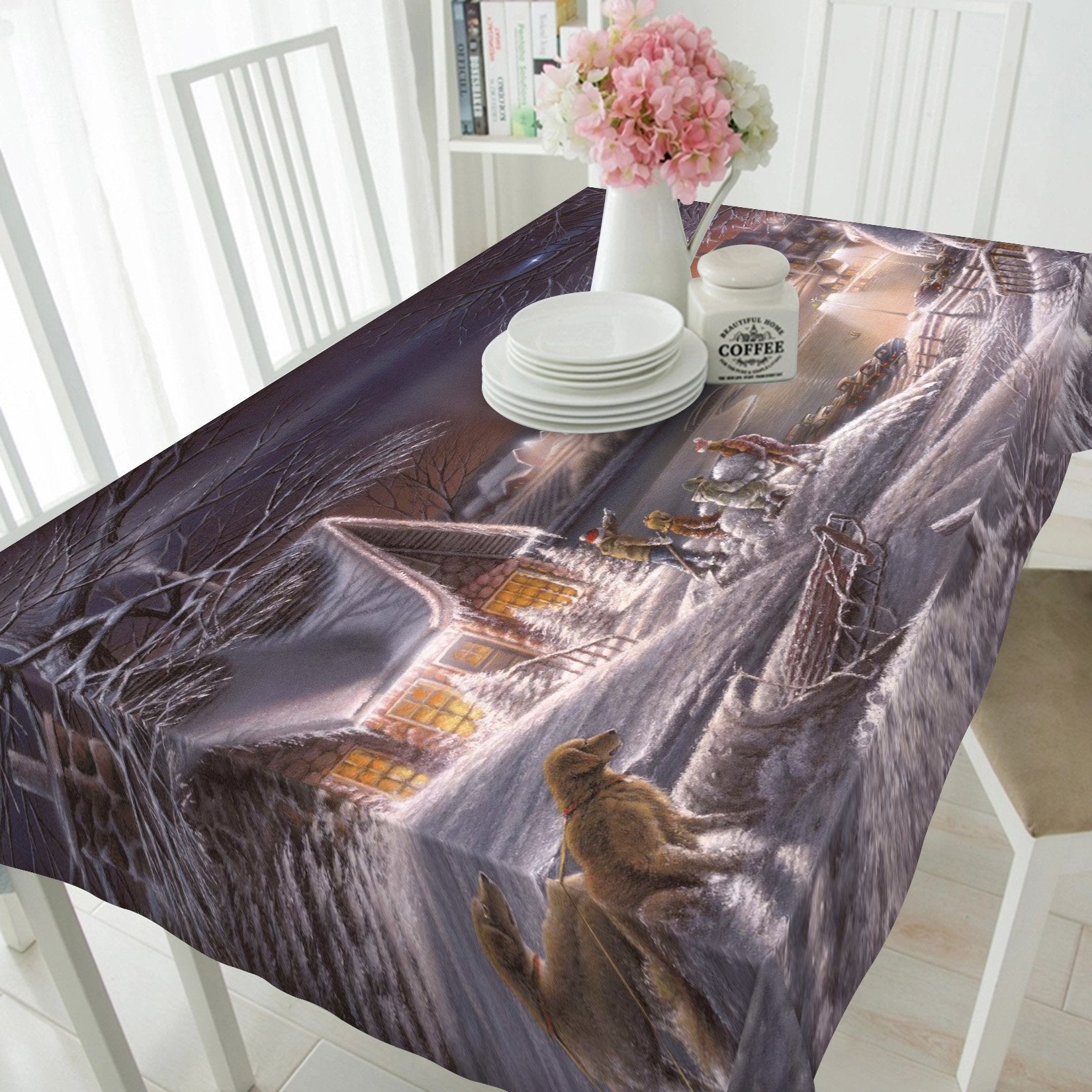 3D Winter Town Night Scenery 19 Tablecloths Wallpaper AJ Wallpaper 