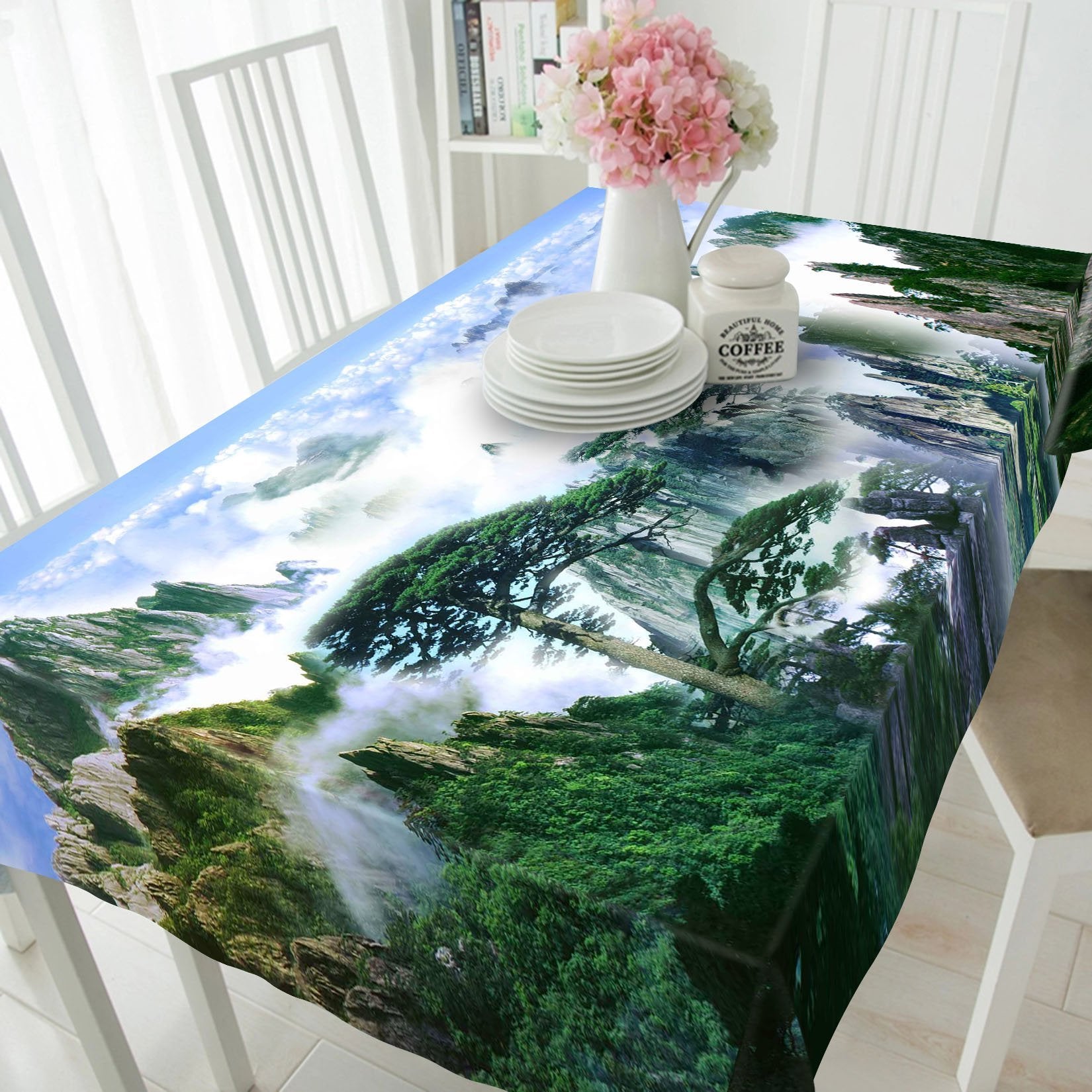 3D Foggy Mountains 269 Tablecloths Wallpaper AJ Wallpaper 