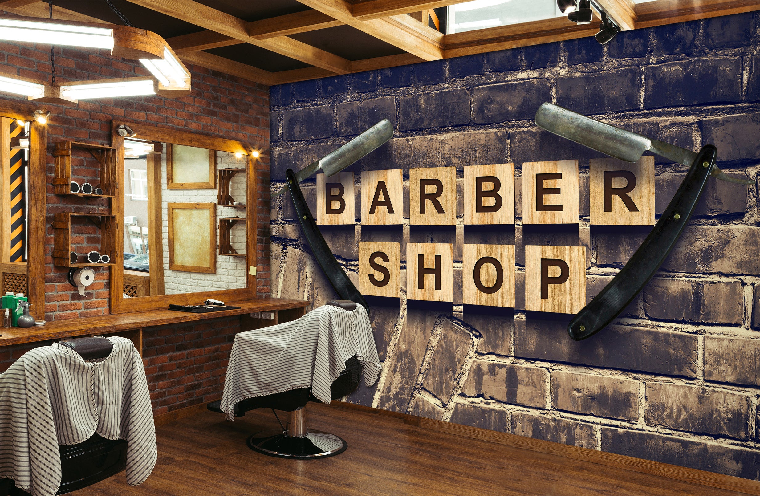 3D Letter Block Scraper 115165 Barber Shop Wall Murals