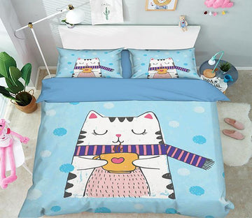 3D Cat Drinking Water 023 Bed Pillowcases Quilt Wallpaper AJ Wallpaper 