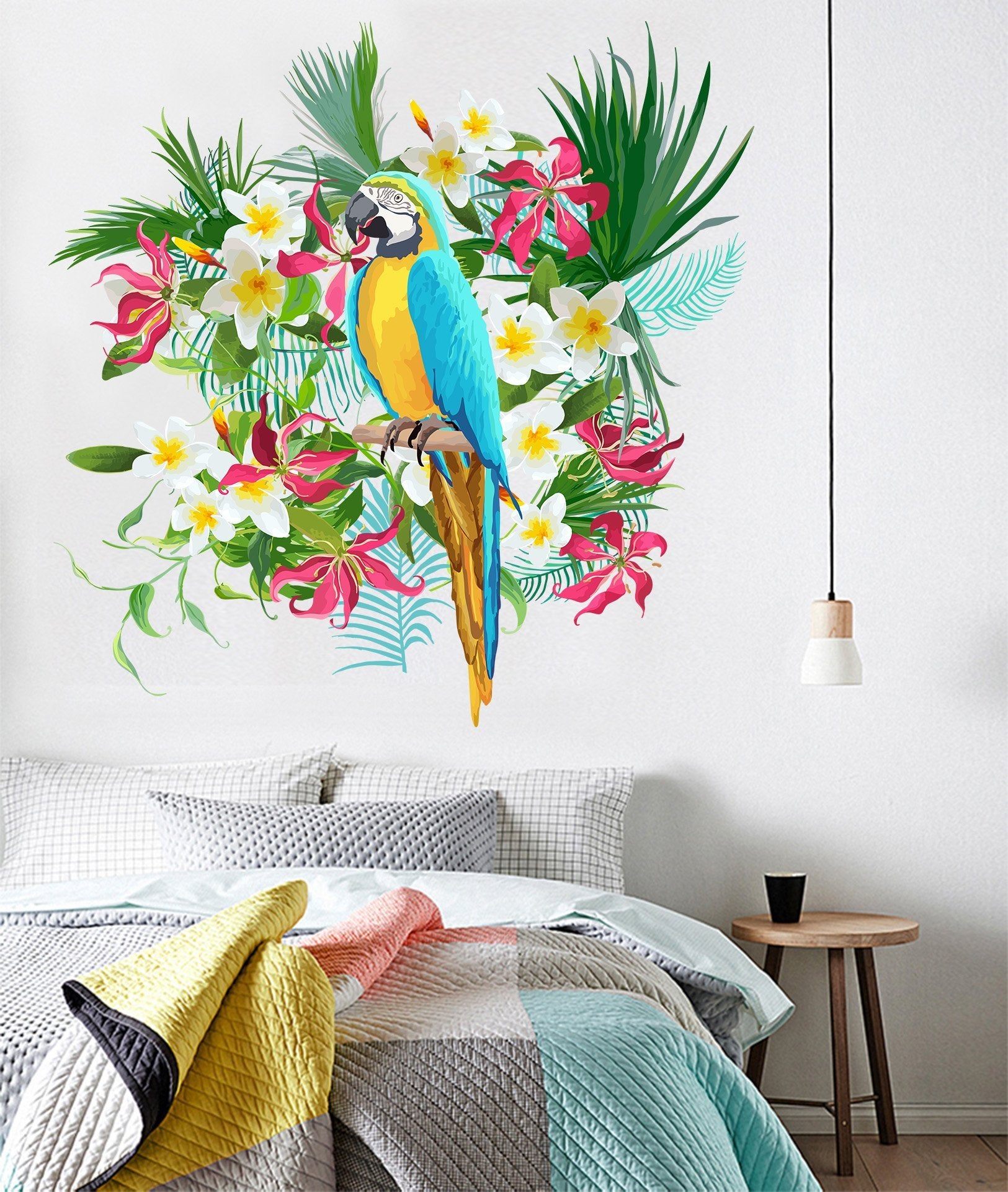 3D Parrot Flower 003 Wall Stickers Wallpaper AJ Wallpaper 