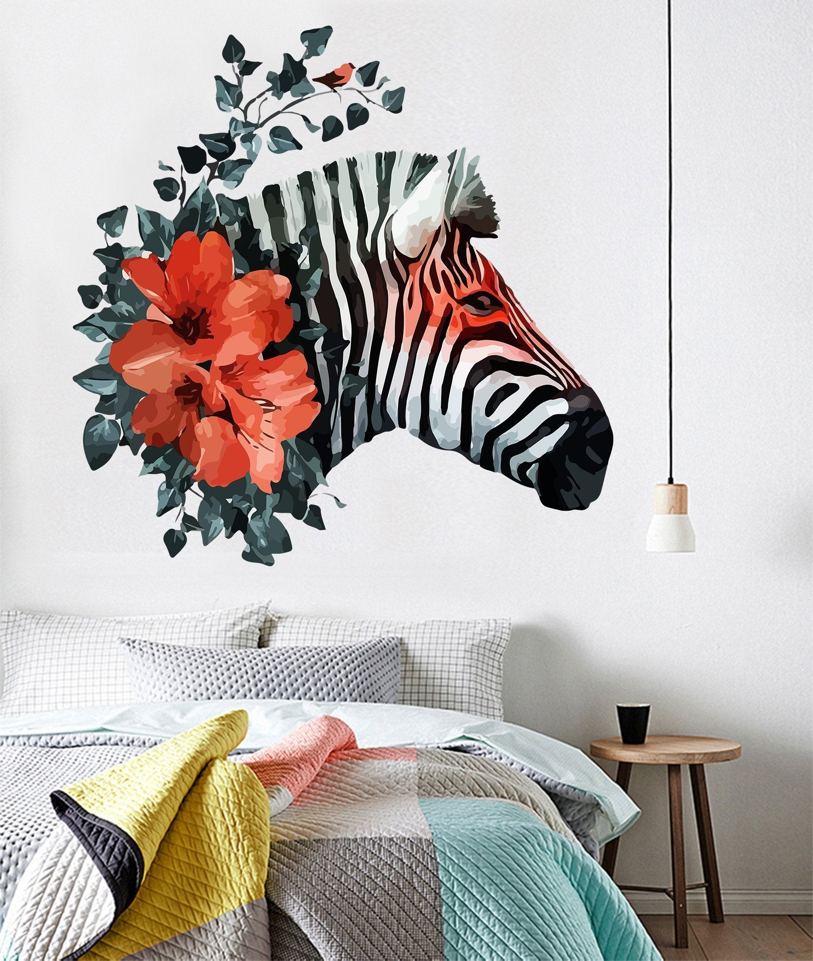 3D Zebra Head Flower 063 Wall Stickers Wallpaper AJ Wallpaper 