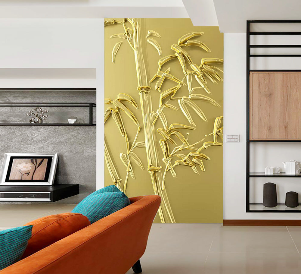 3D Golden Bamboo WC823 Wall Murals