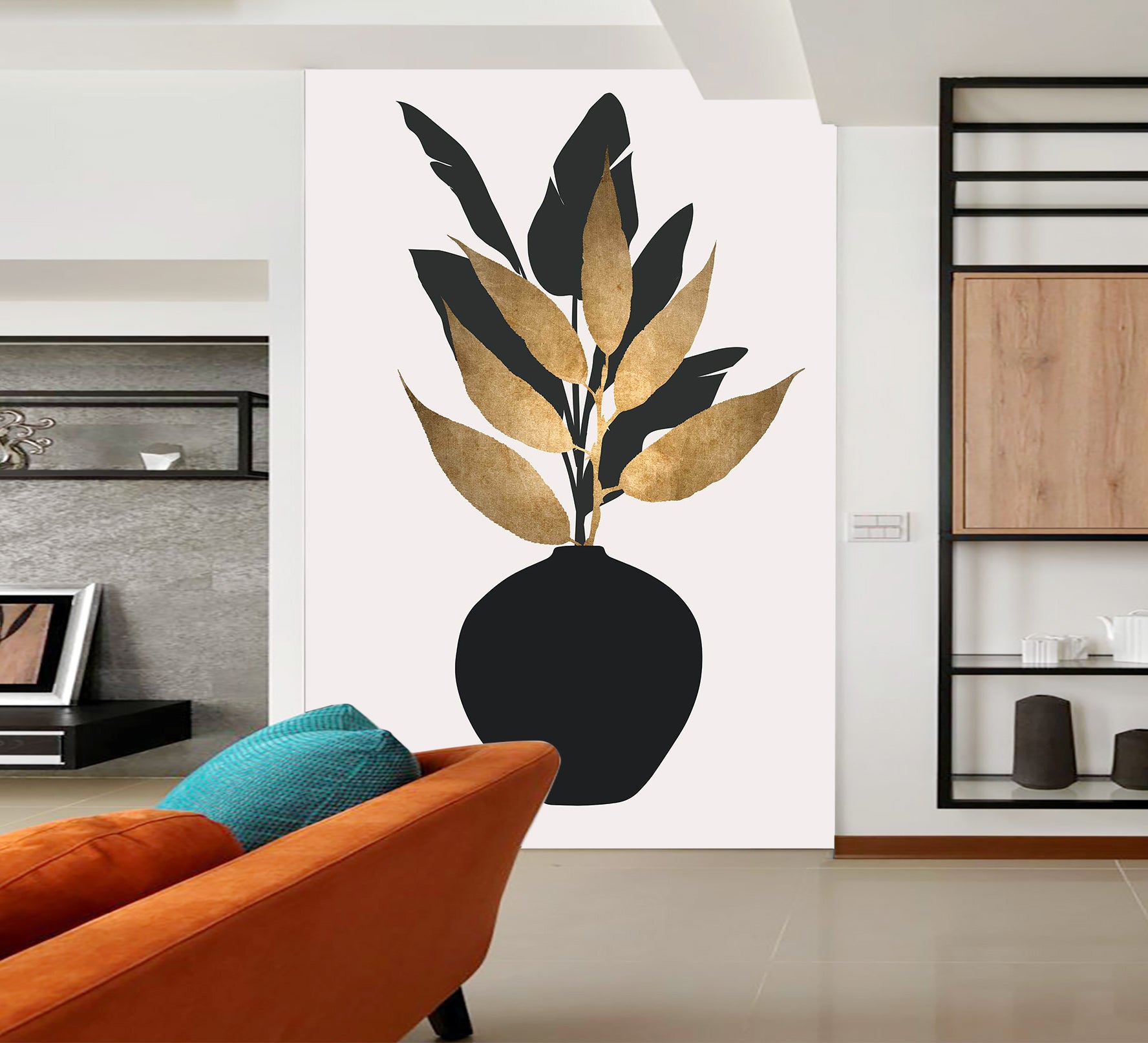 3D Leaf Vase 1419 Boris Draschoff Wall Mural Wall Murals