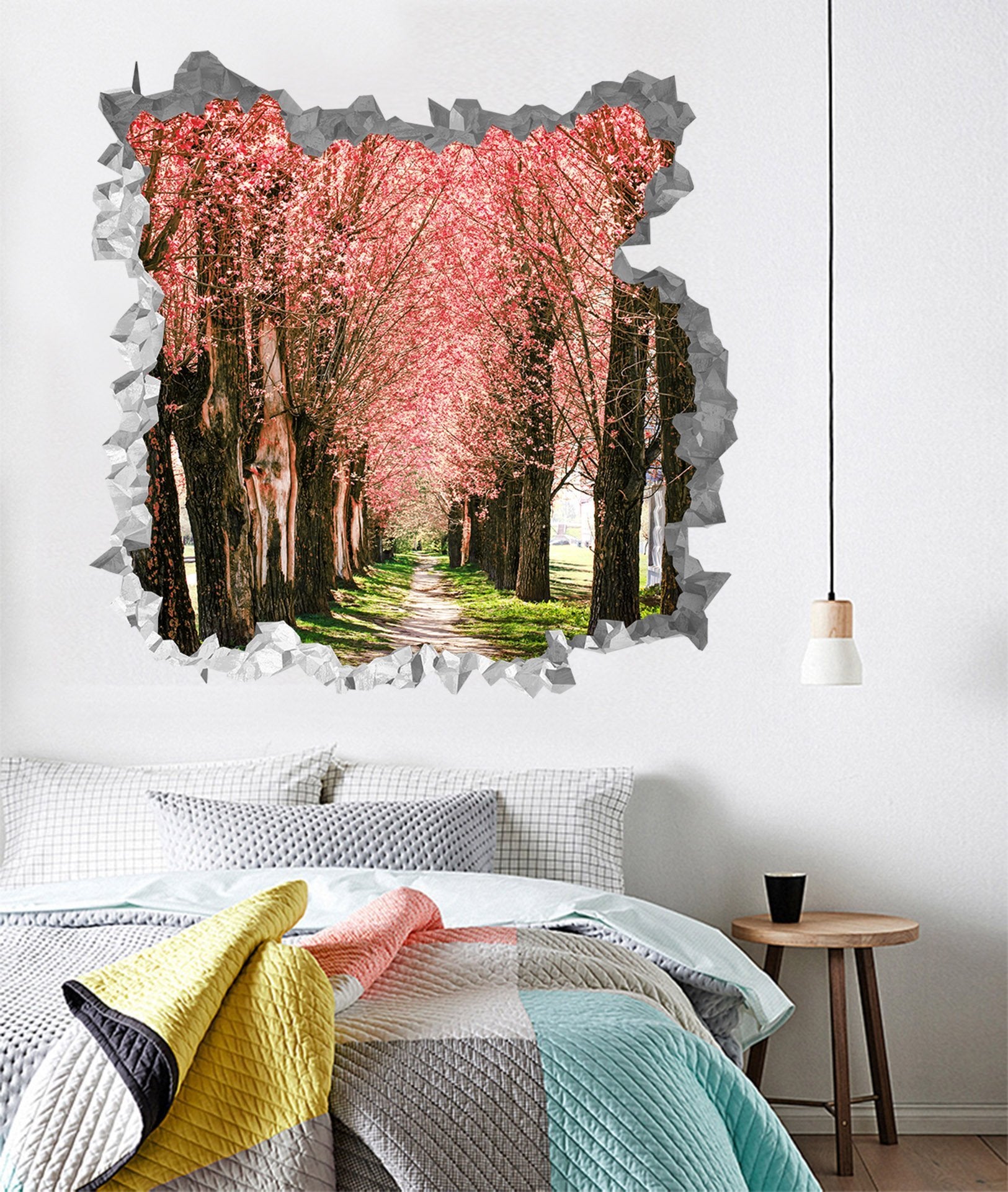 3D Flowers Trees Path 200 Broken Wall Murals Wallpaper AJ Wallpaper 