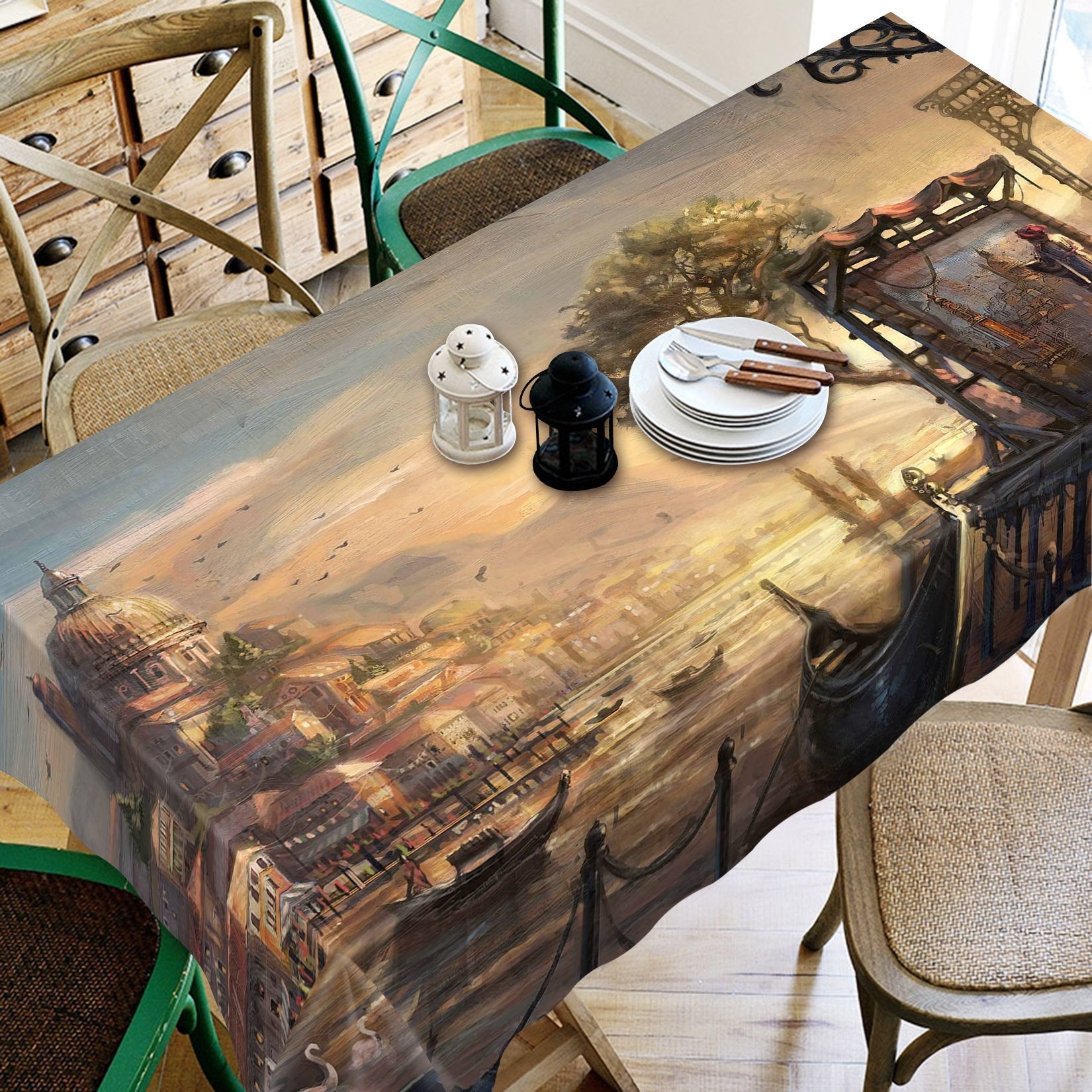 3D Oil Painting Town 511 Tablecloths Wallpaper AJ Wallpaper 