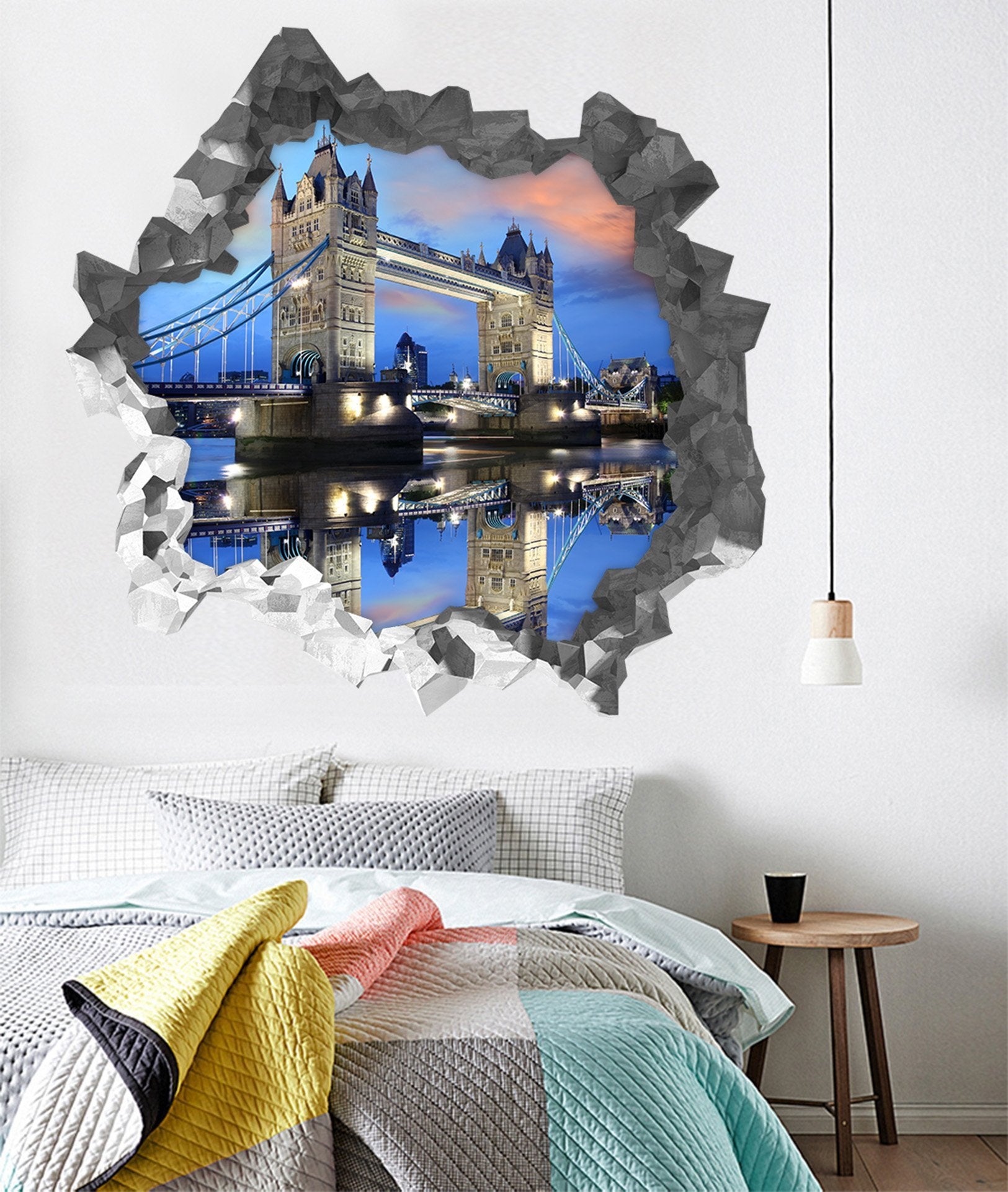 3D London Tower Bridge 215 Broken Wall Murals Wallpaper AJ Wallpaper 