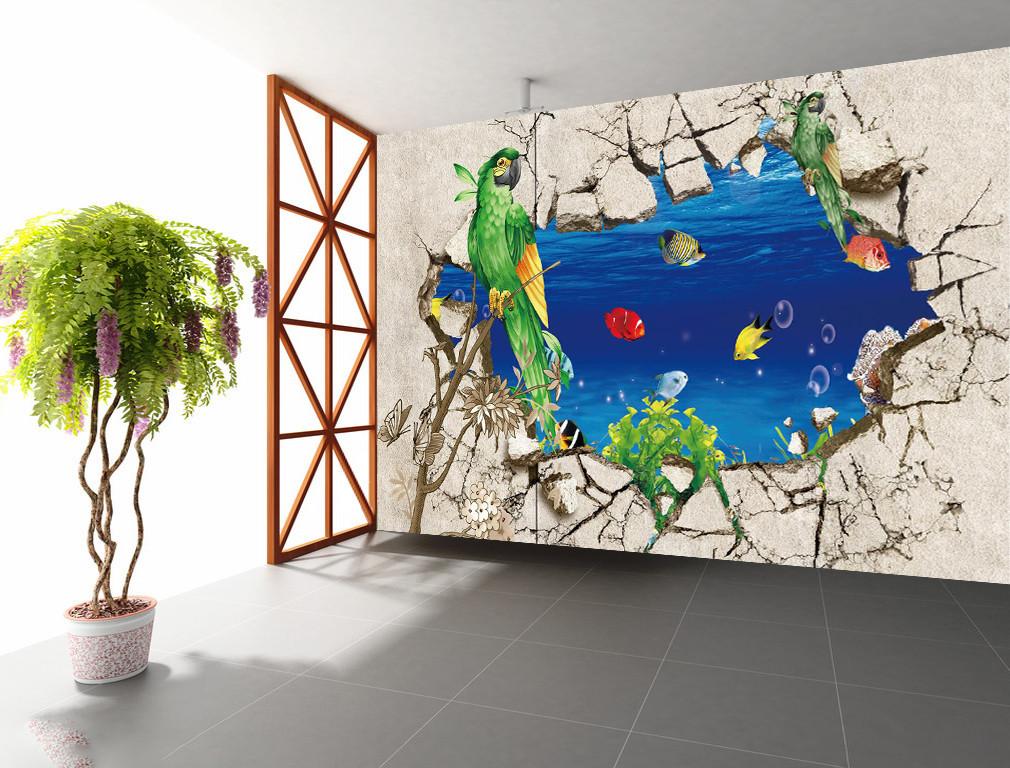 3D Seabed Fish Parrots 35 Wallpaper AJ Wallpaper 