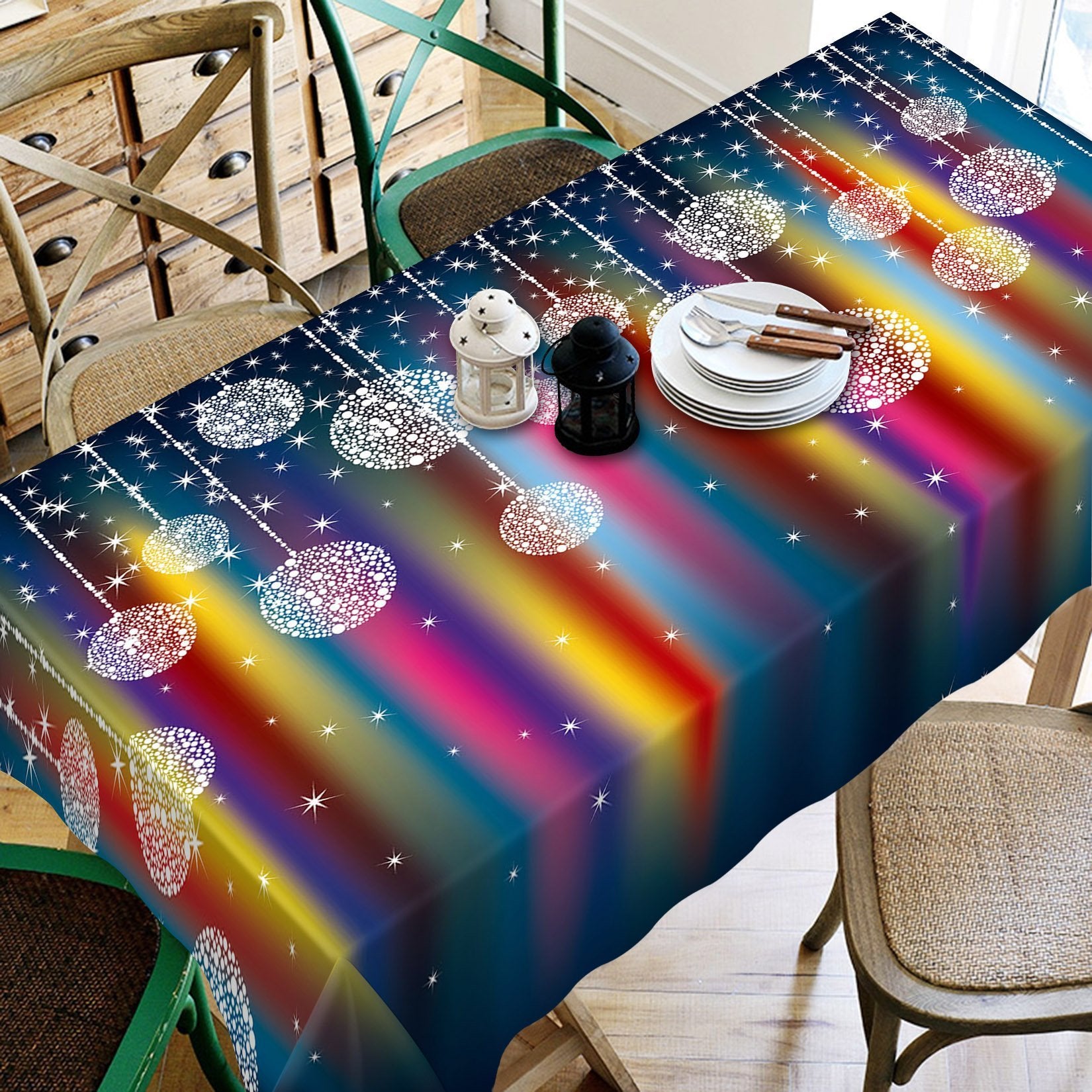 3D Colorful Crystal Ball 36 Tablecloths Tablecloths AJ Creativity Home 