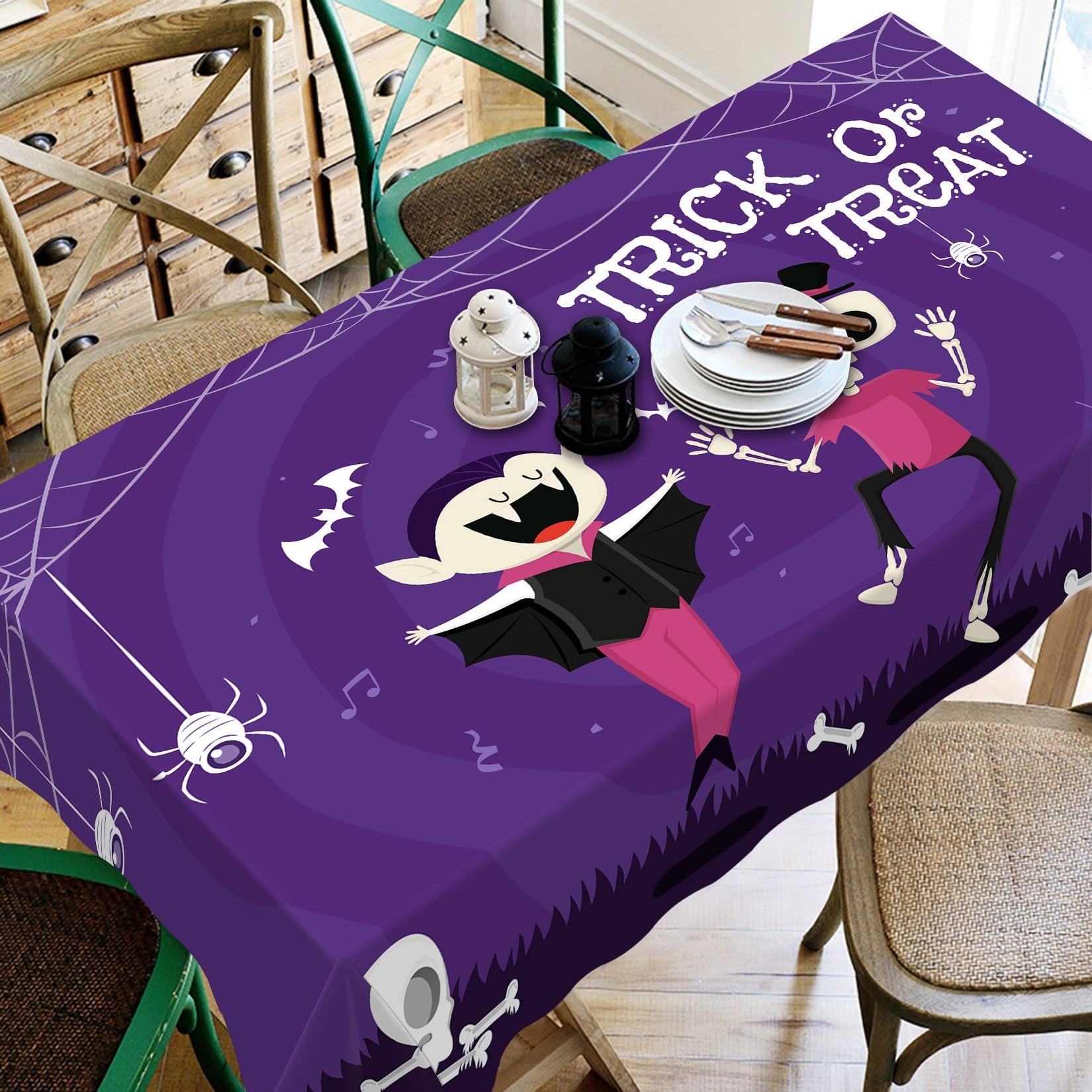 3D Cartoon Vampire 051 Halloween Tablecloths Wallpaper AJ Wallpaper 