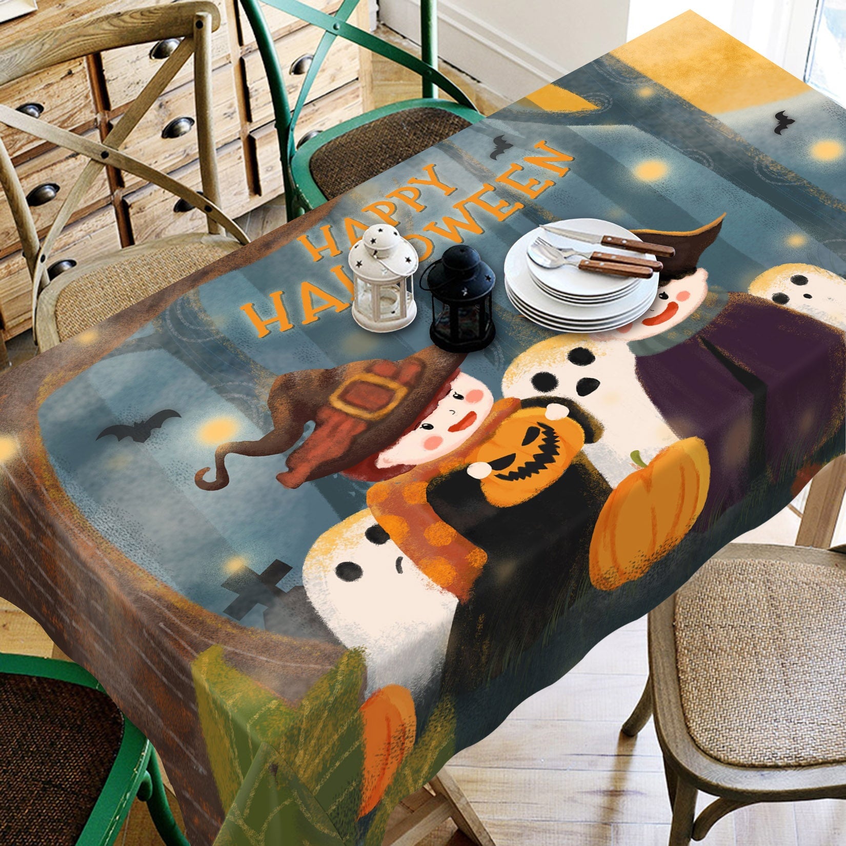 3D Cute Kid Pumpkin 058 Halloween Tablecloths Wallpaper AJ Wallpaper 