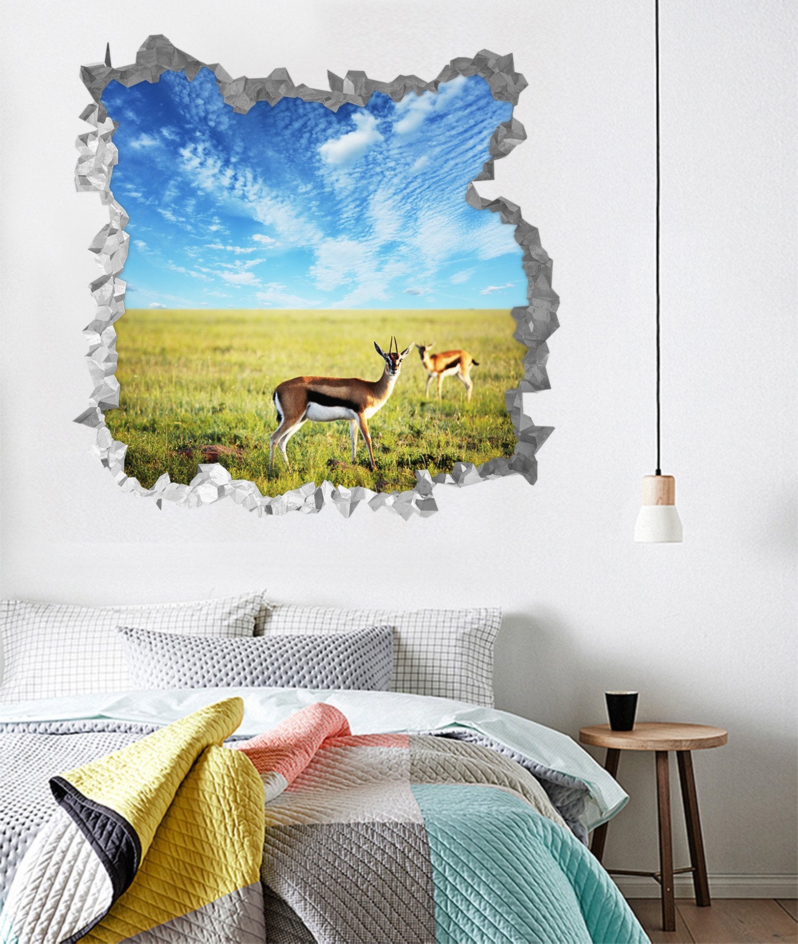 3D Vast Grassland Animals 195 Broken Wall Murals Wallpaper AJ Wallpaper 