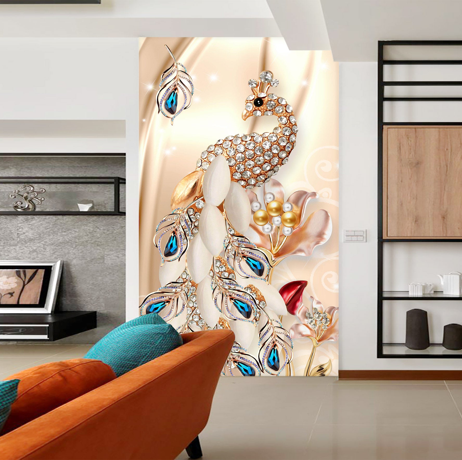 3D Diamond Peacock 1840 Wall Murals