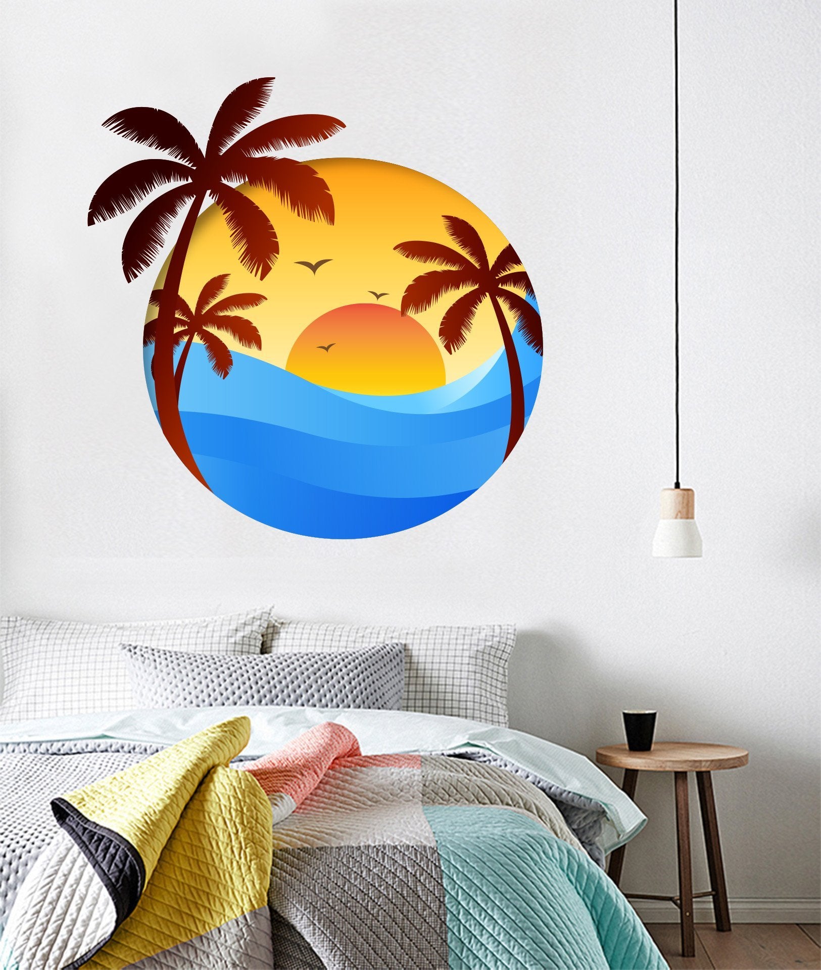 3D Coconut Tree Sun 261 Wall Stickers Wallpaper AJ Wallpaper 