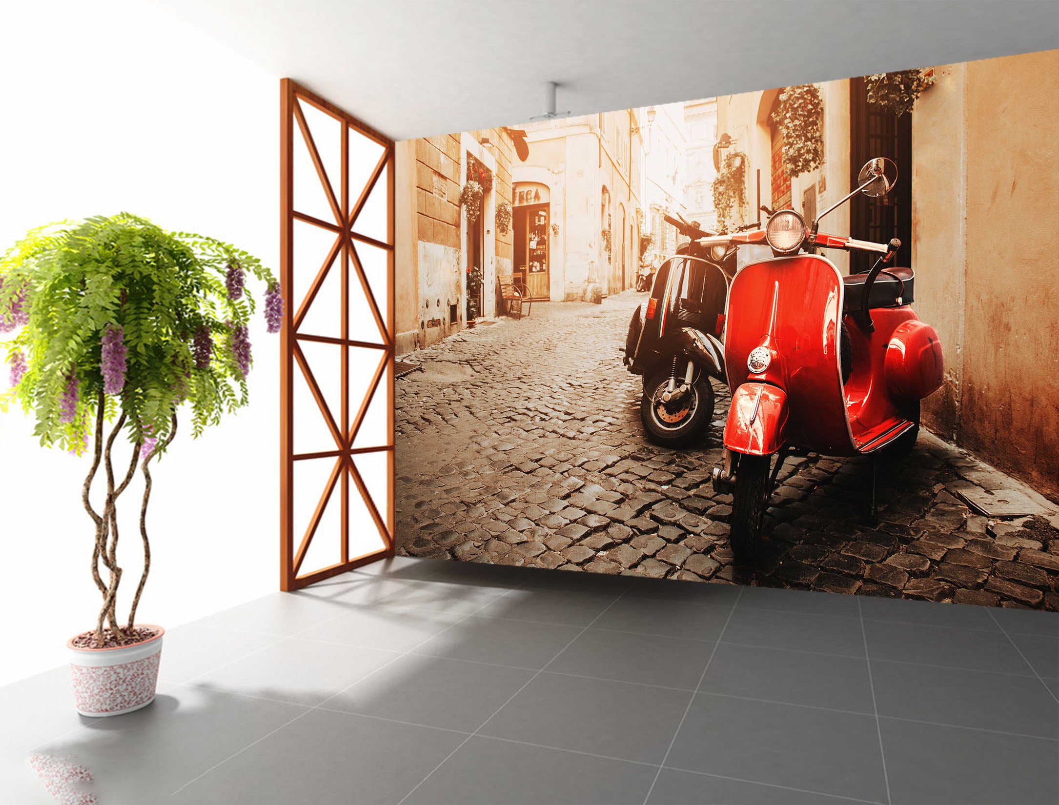 3D Red Electric Car 354 Vehicle Wall Murals