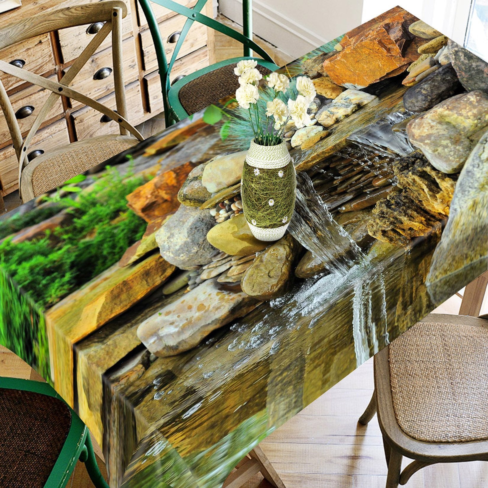 3D Creek Stones 791 Tablecloths Wallpaper AJ Wallpaper 