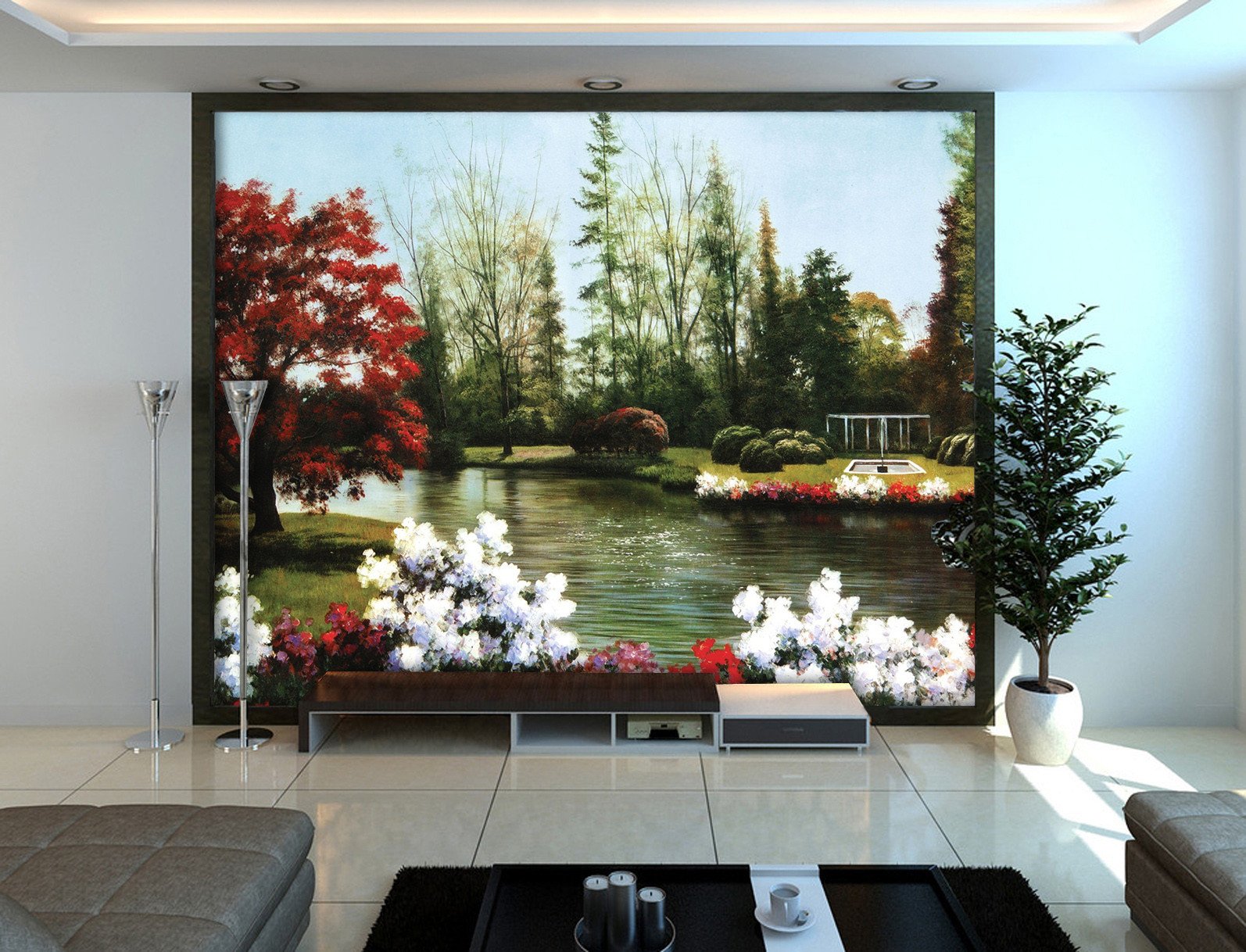 3D River Forest Maple Tree 75 Wallpaper AJ Wallpaper 