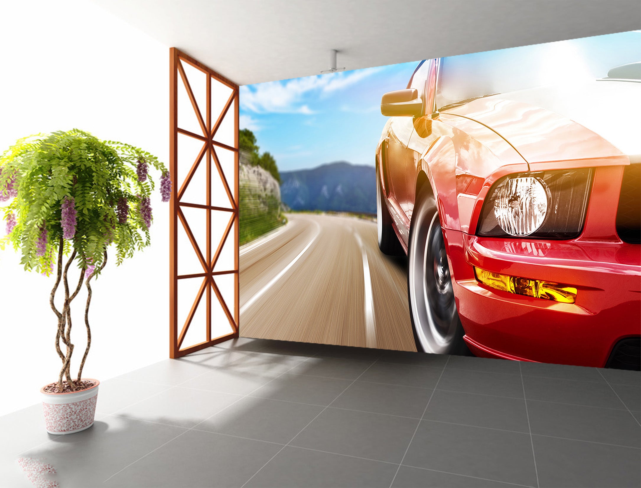 3D Sports Car 395 Vehicle Wall Murals