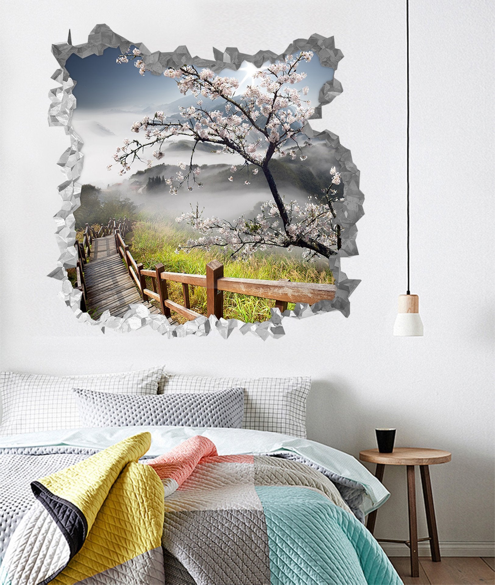 3D Mountain Flowers 202 Broken Wall Murals Wallpaper AJ Wallpaper 