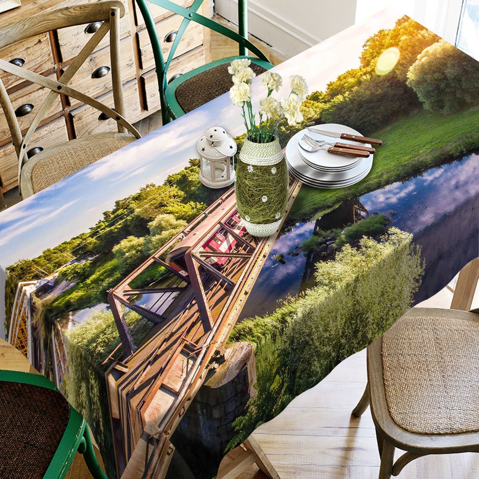 3D River Highway Bridge 21 Tablecloths Wallpaper AJ Wallpaper 