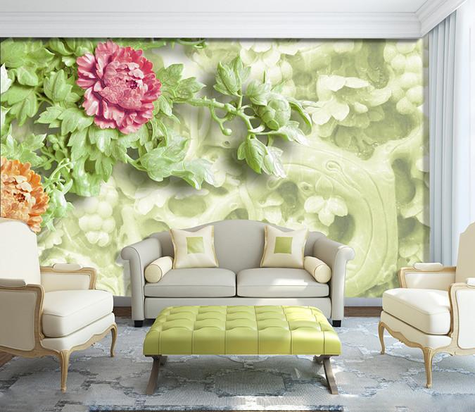 3D Flower Plants Green sculpture Wallpaper AJ Wallpaper 1 