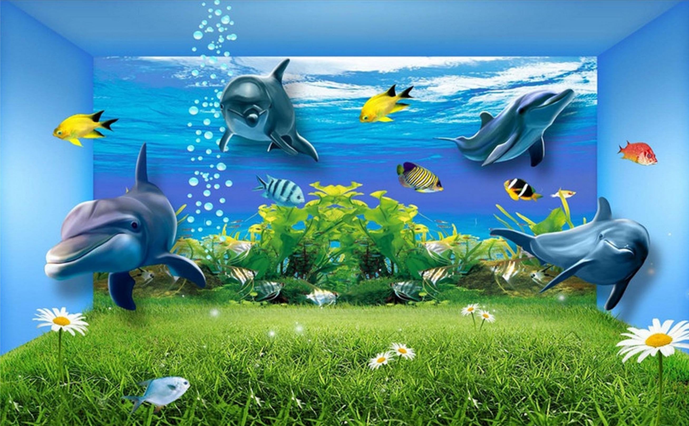3D Seabed Grassland Dolphins 386 Garage Door Mural Wallpaper AJ Wallpaper 