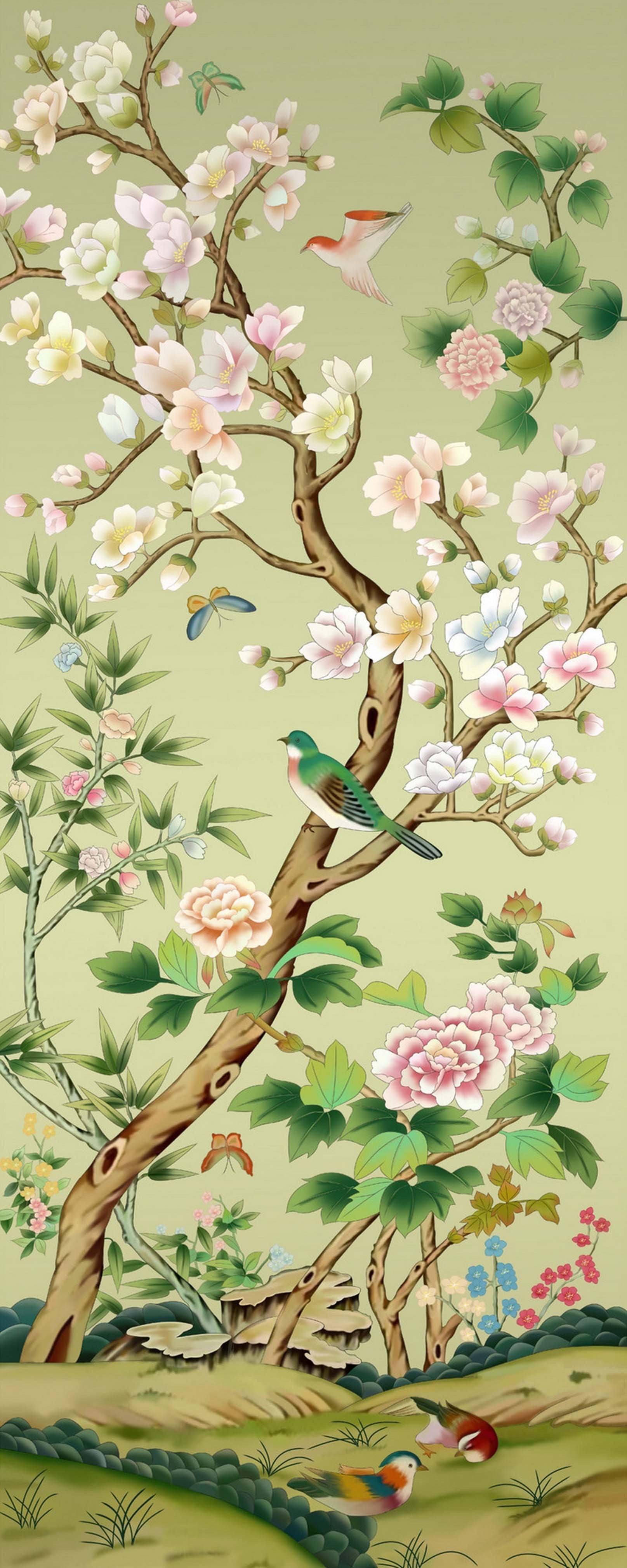 3D Flowers Tree Birds Butterflies 1525 Stair Risers Wallpaper AJ Wallpaper 