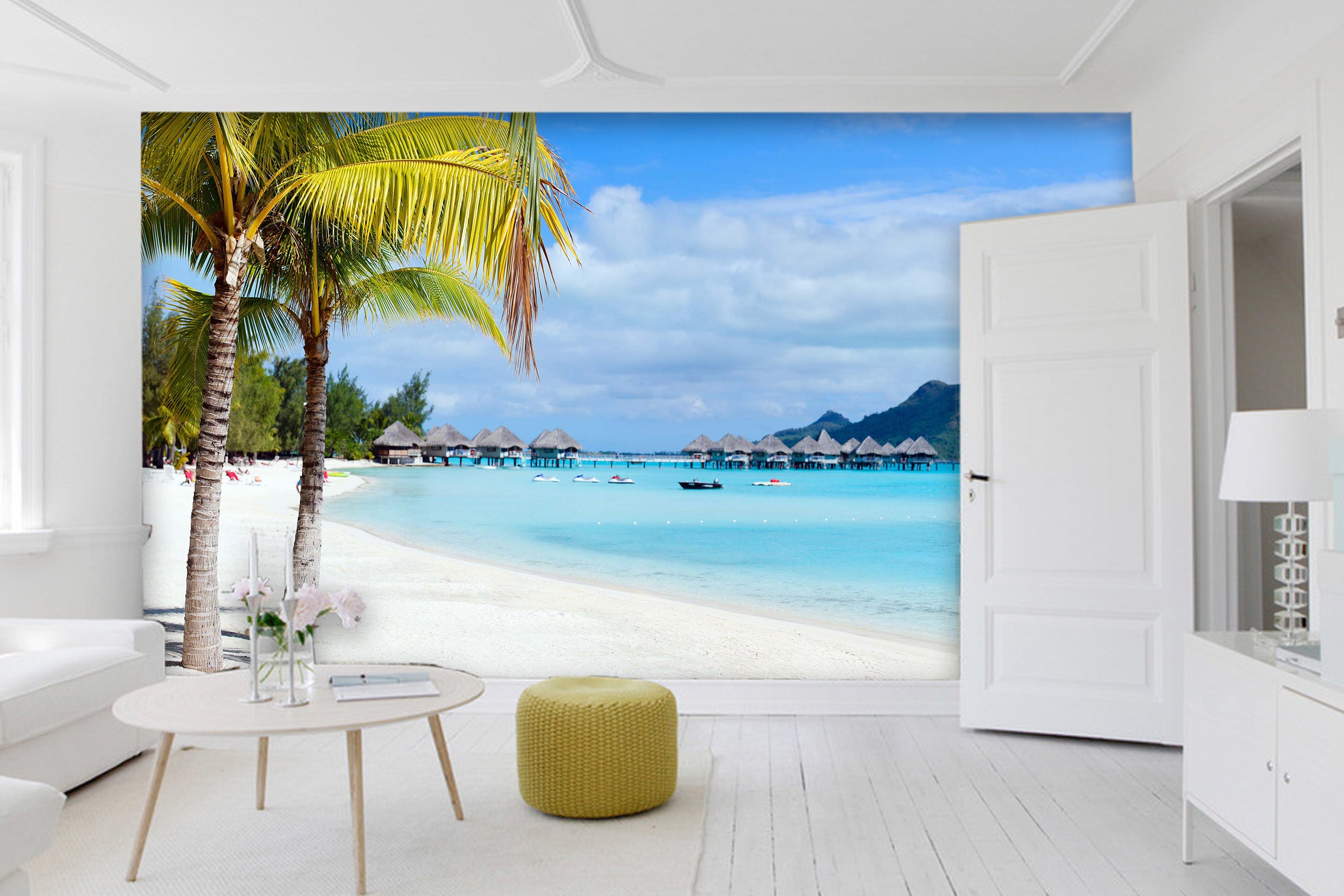 3D Coconut Tree Beach 1448 Wall Murals